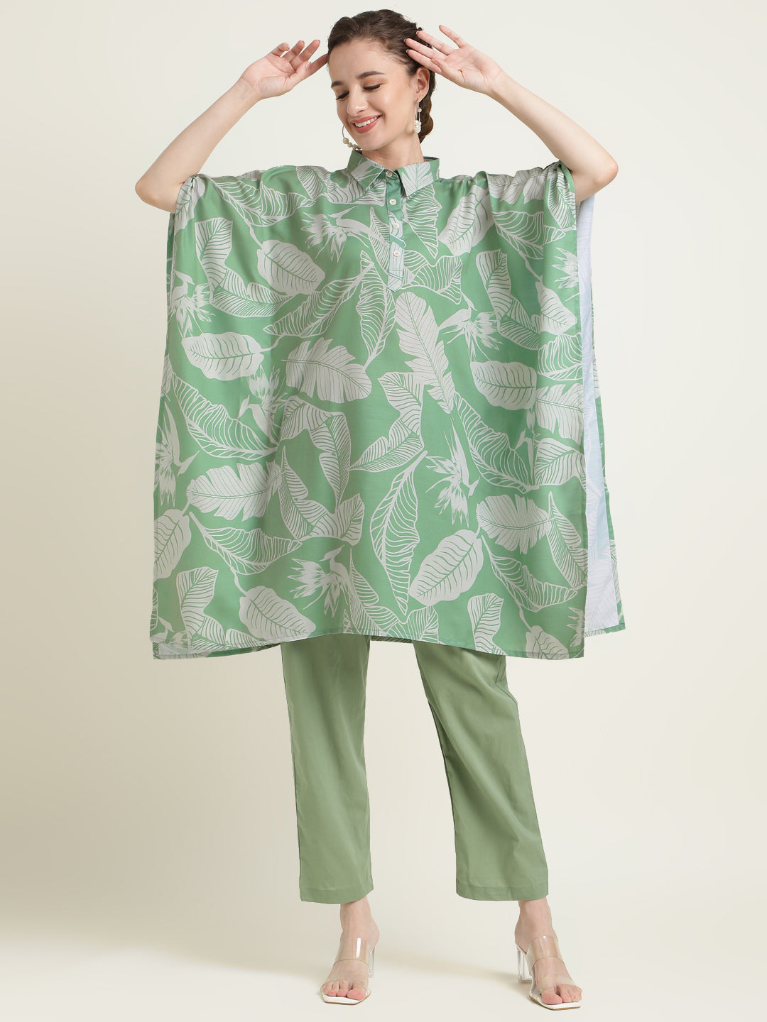 Printed Silk Blend Kaftan Set