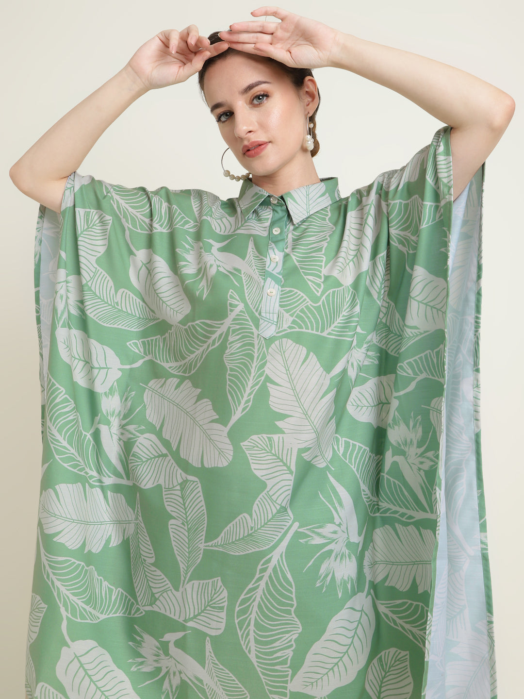 Printed Silk Blend Kaftan Set