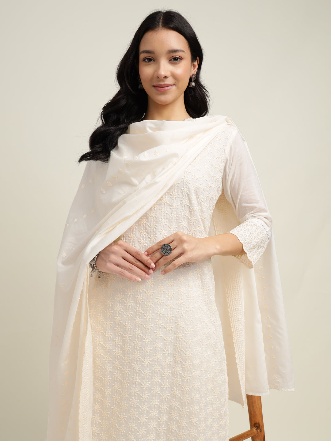 Pure Cotton Kurta Set with Embroidered work