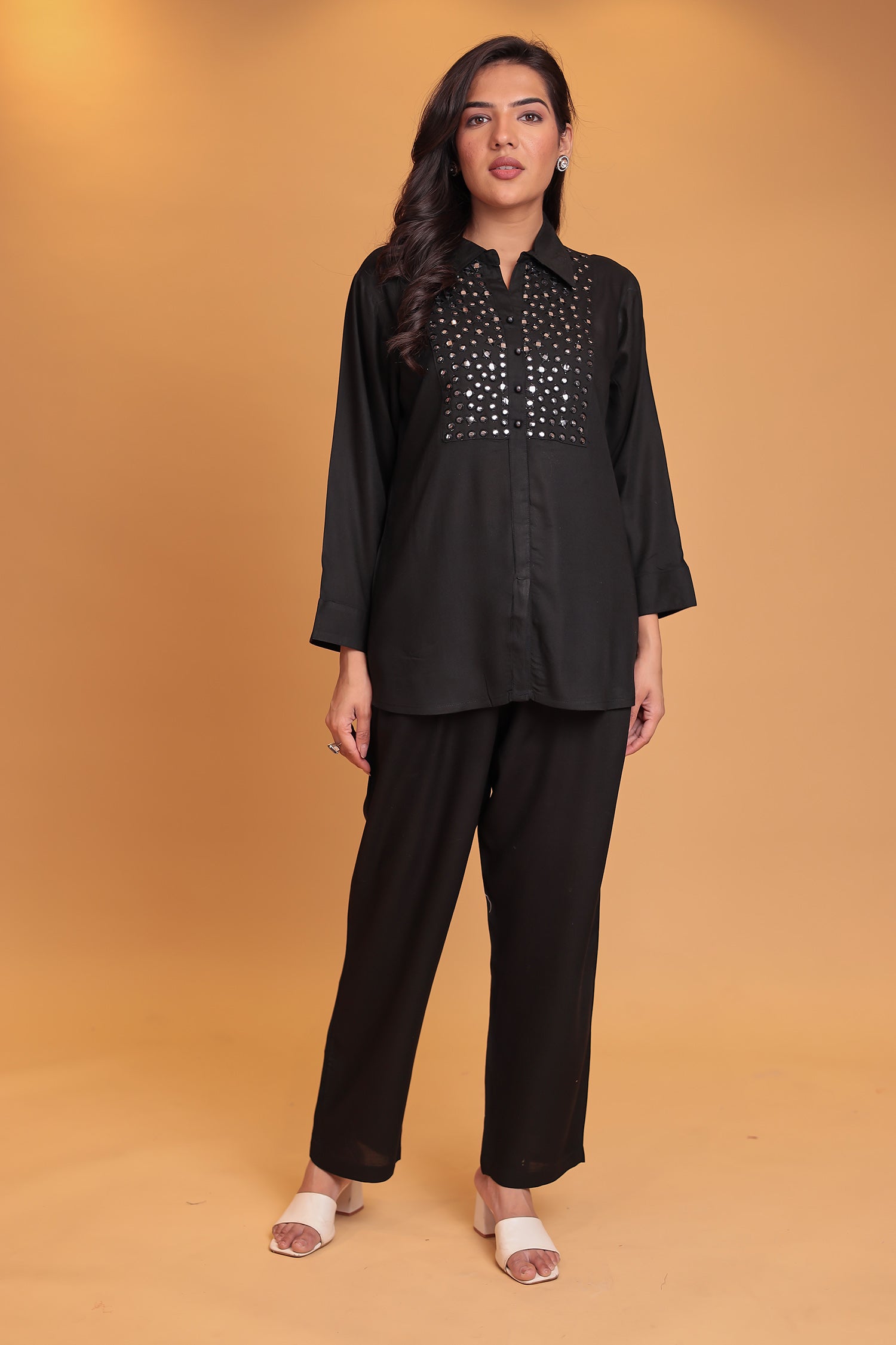 Silk Blend Co Ords Set with Foil work