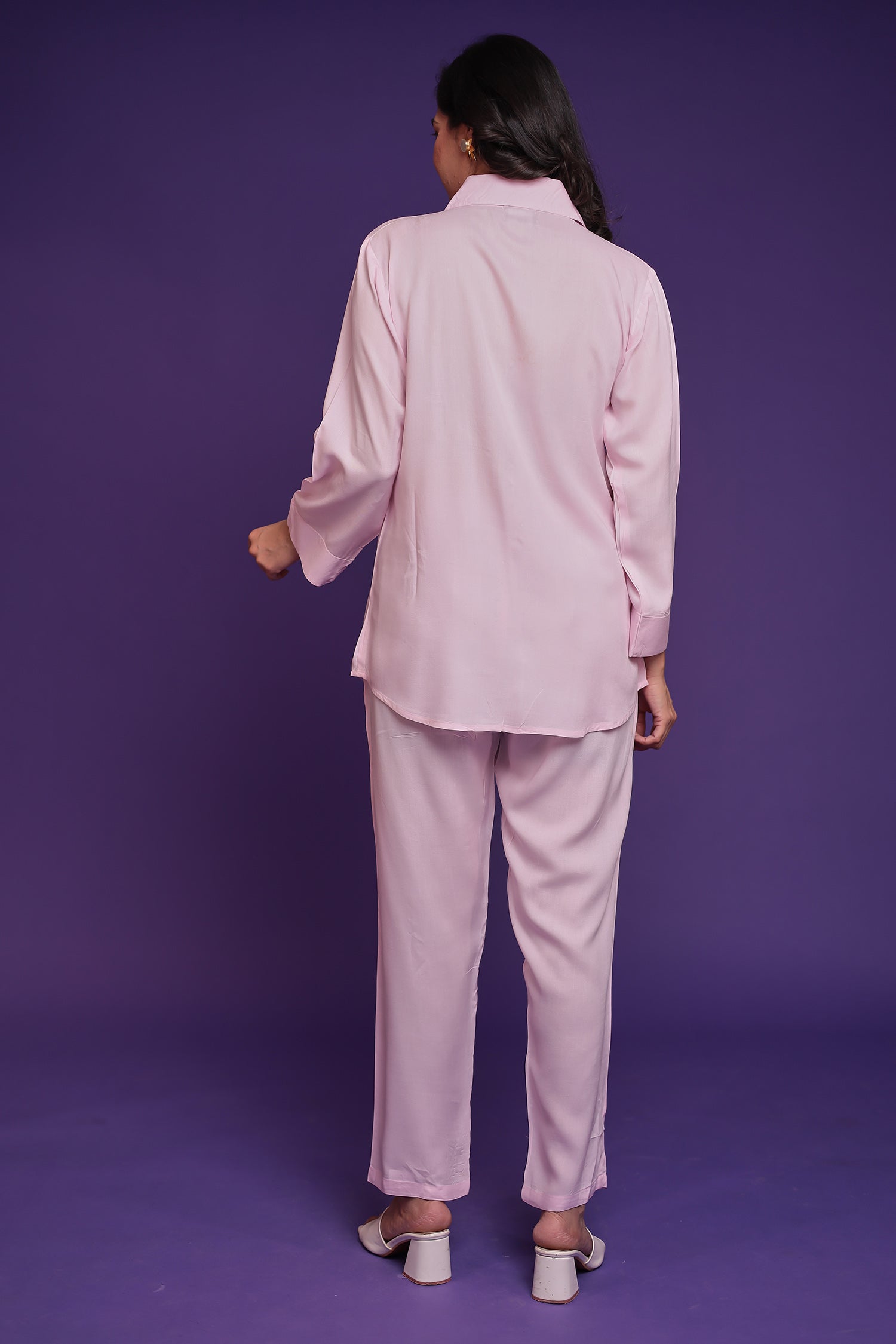 Silk Blend Co Ords Set with Thread and Foil Work