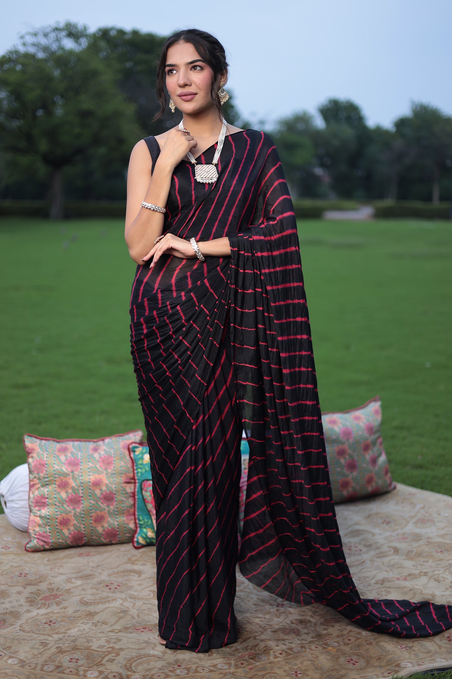 Leheriya Chiffon Saree