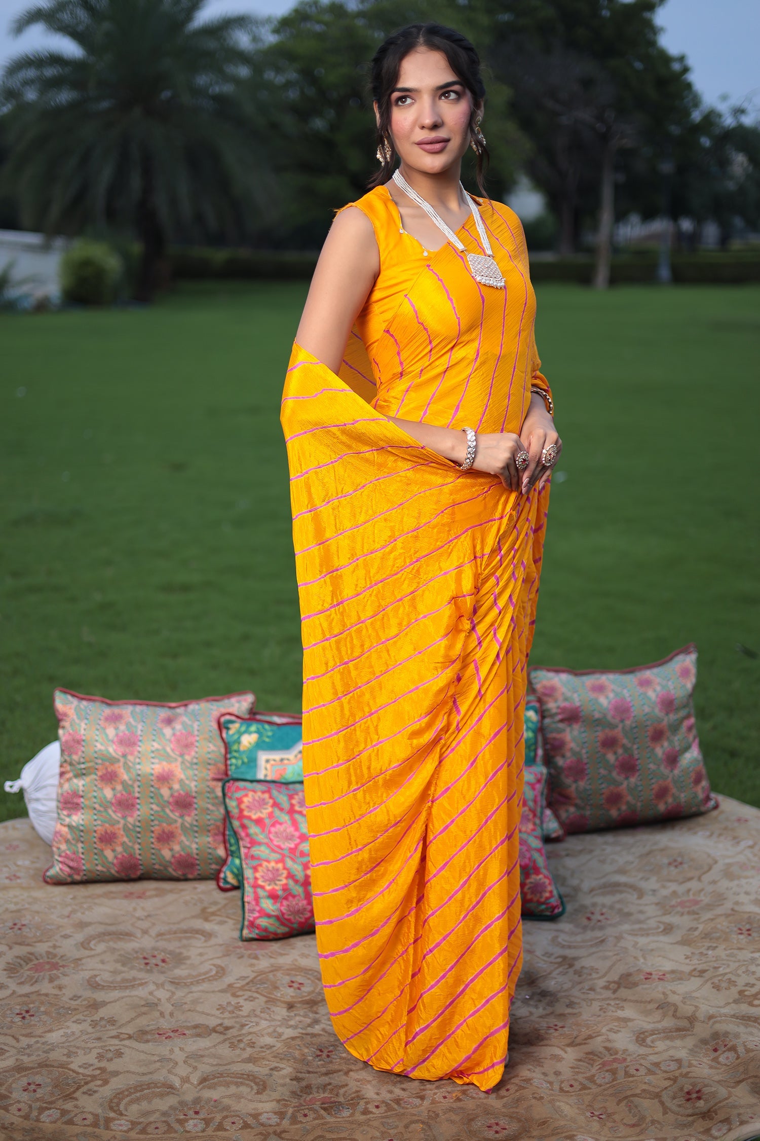 Leheriya Chiffon Saree