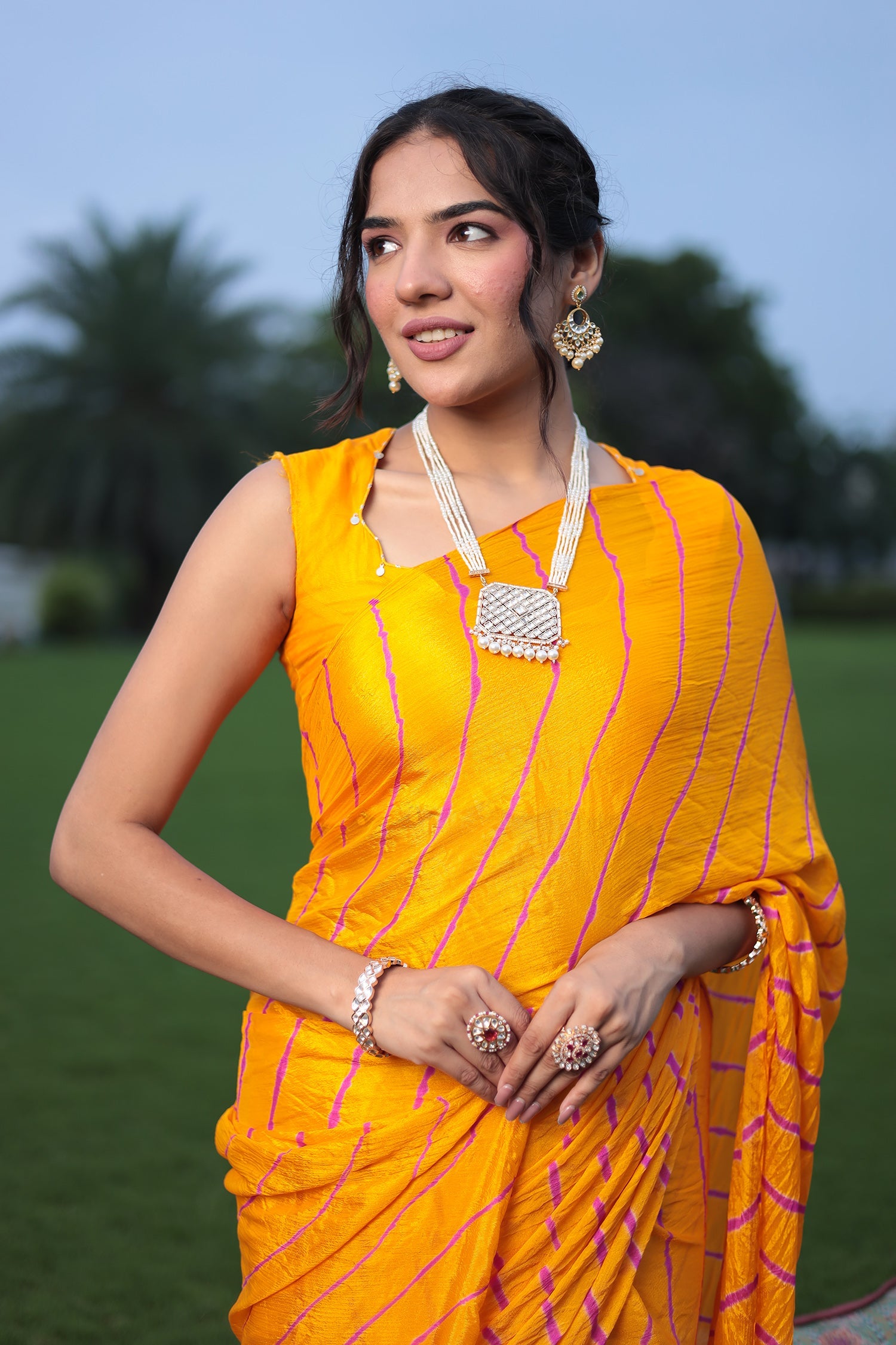 Leheriya Chiffon Saree