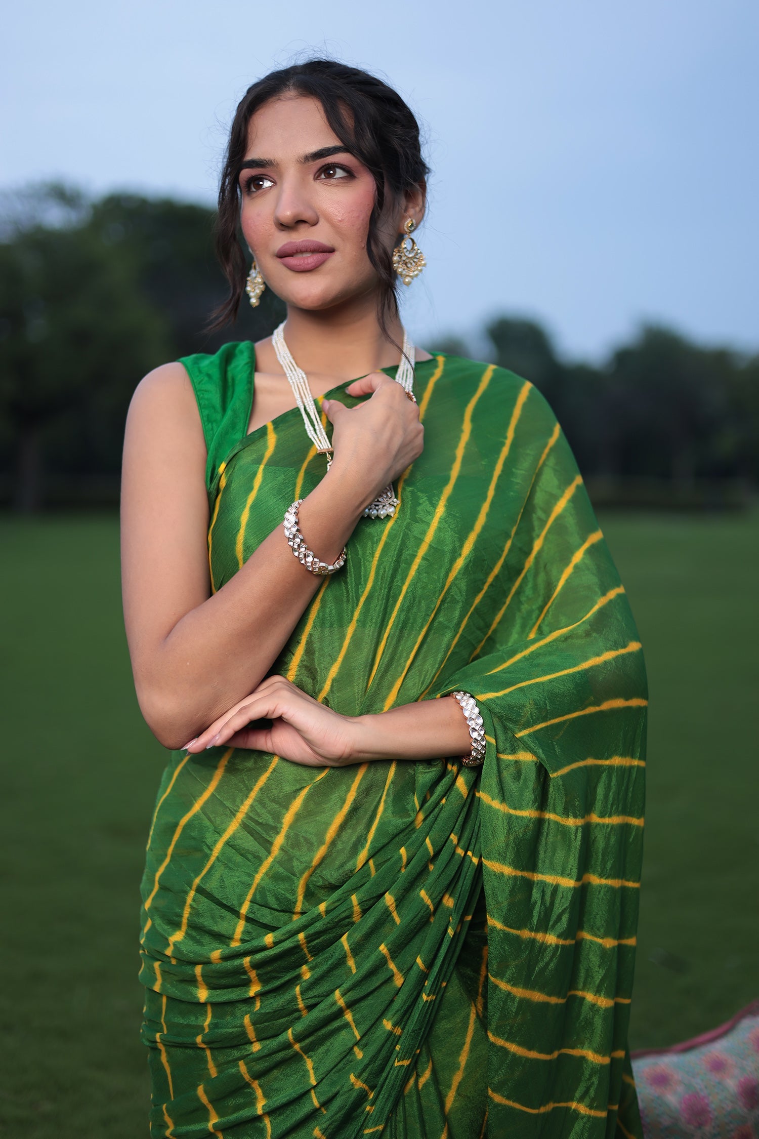 Leheriya Chiffon Saree