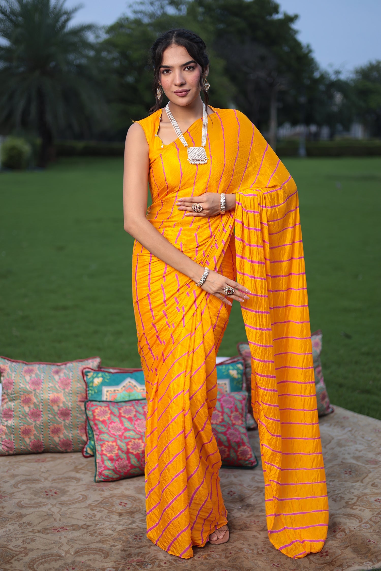 Leheriya Chiffon Saree