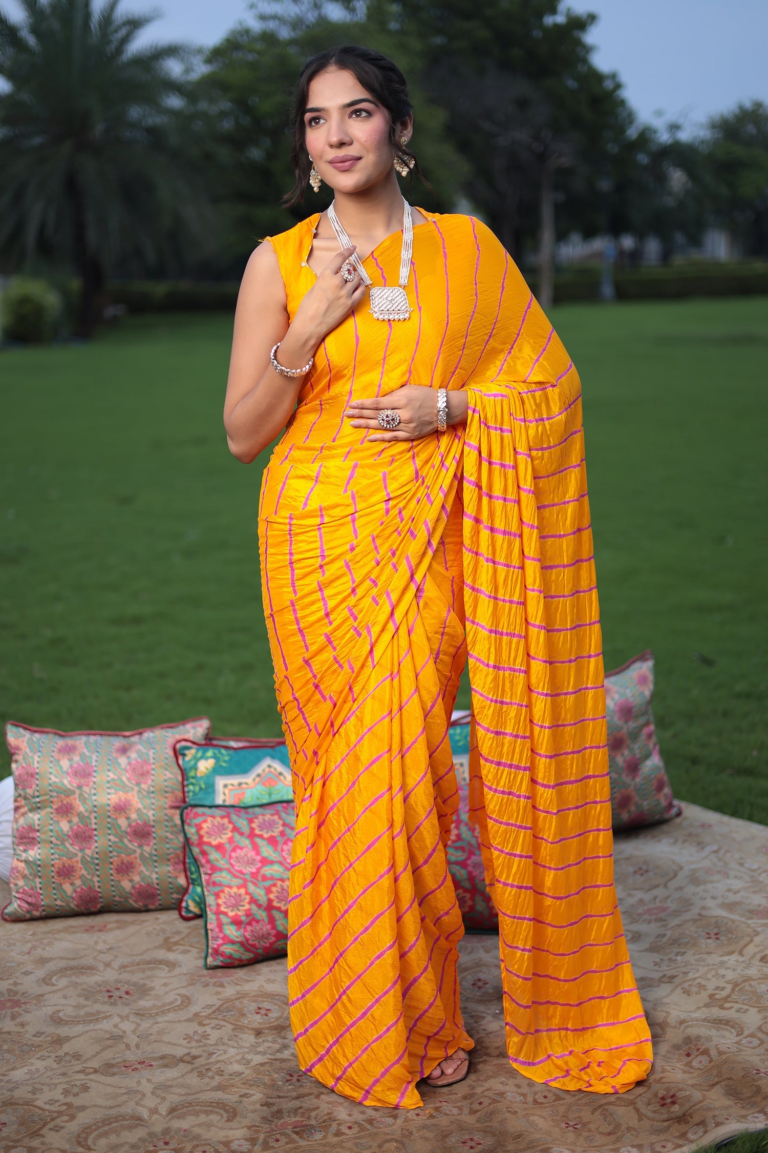 Leheriya Chiffon Saree