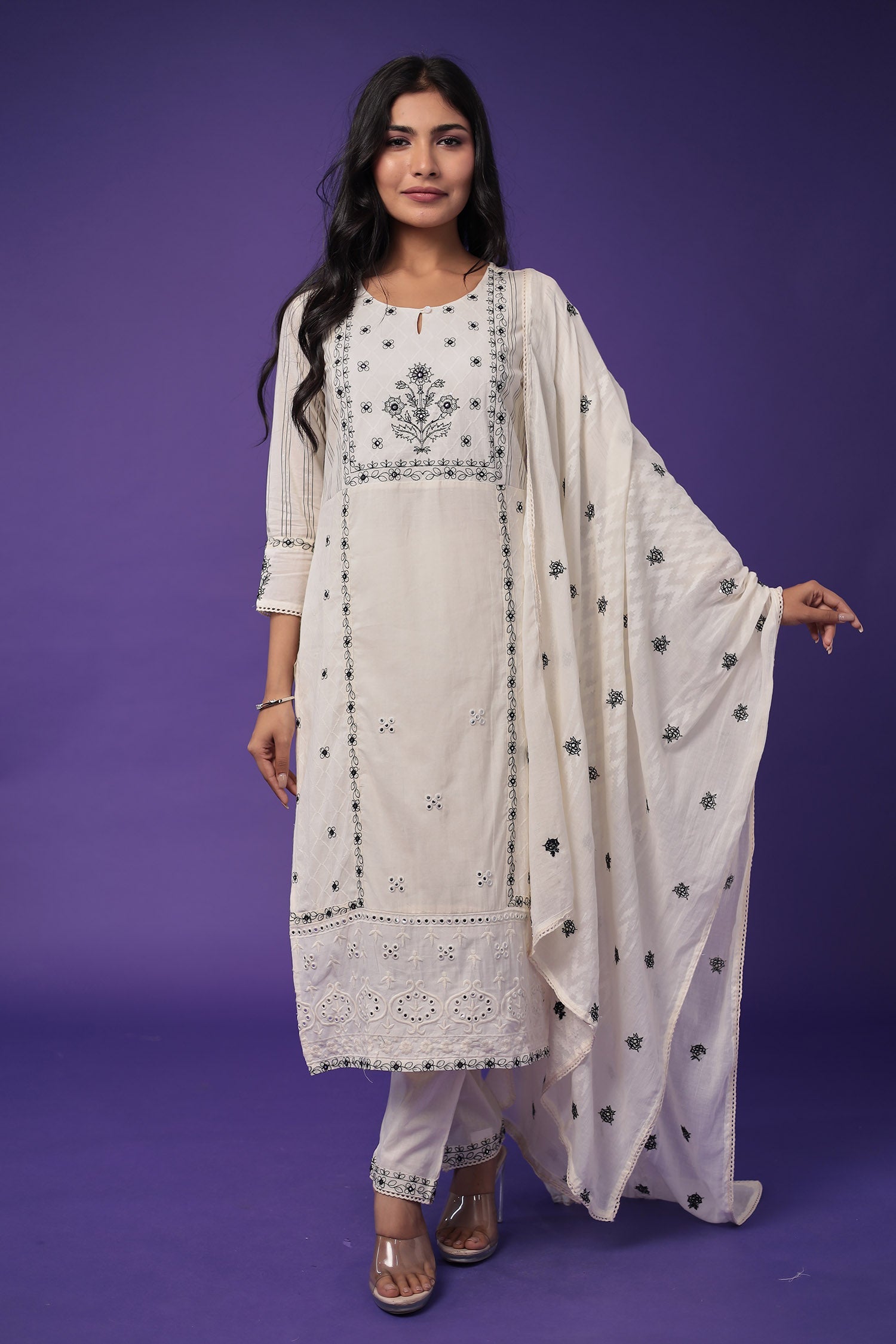 Pure Cotton Kurta Set Stitched with Thread work