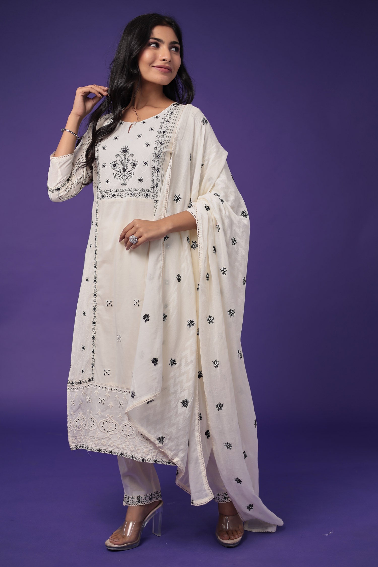 Pure Cotton Kurta Set Stitched with Thread work