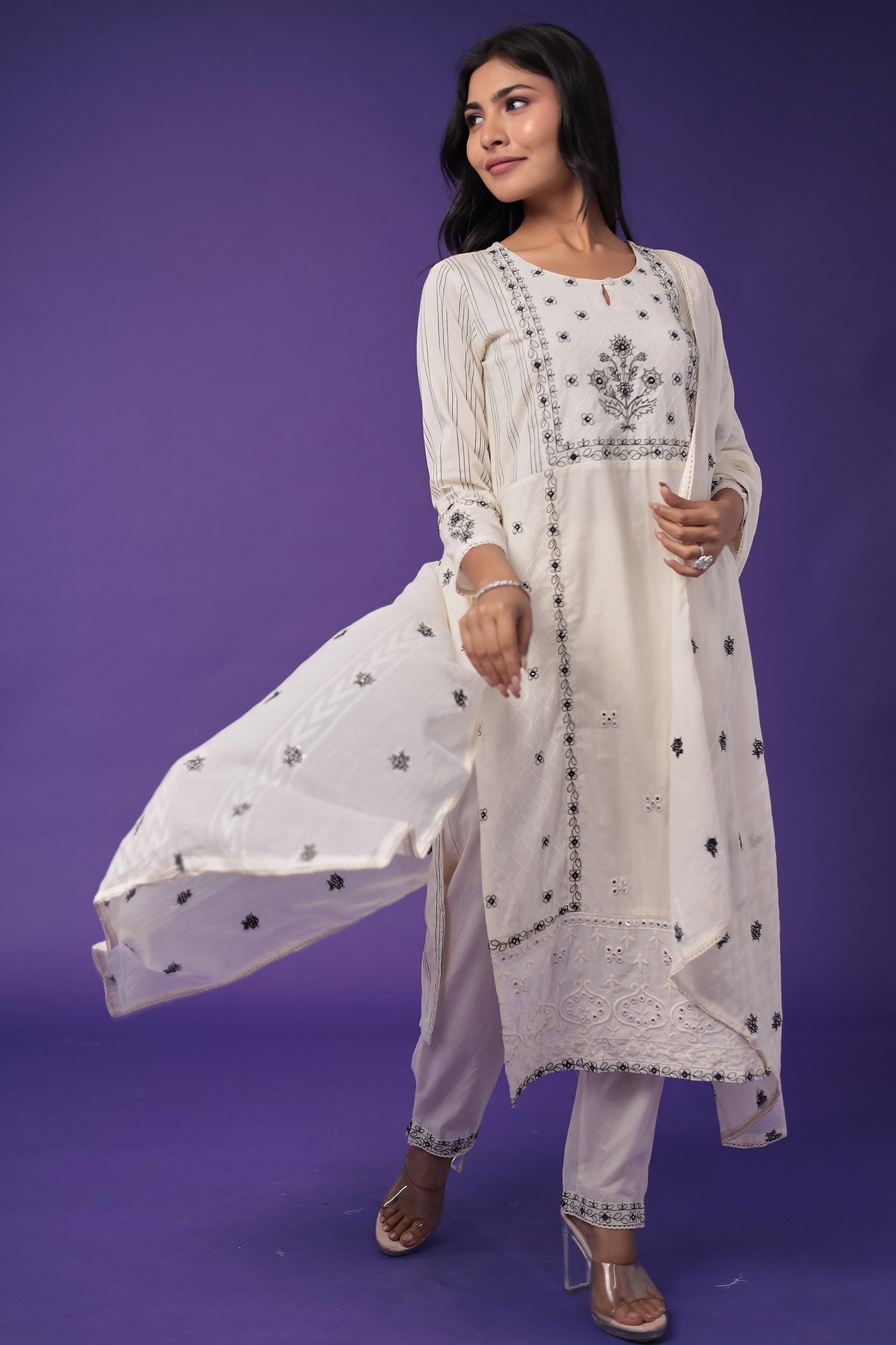 Pure Cotton Kurta Set Stitched with Thread work