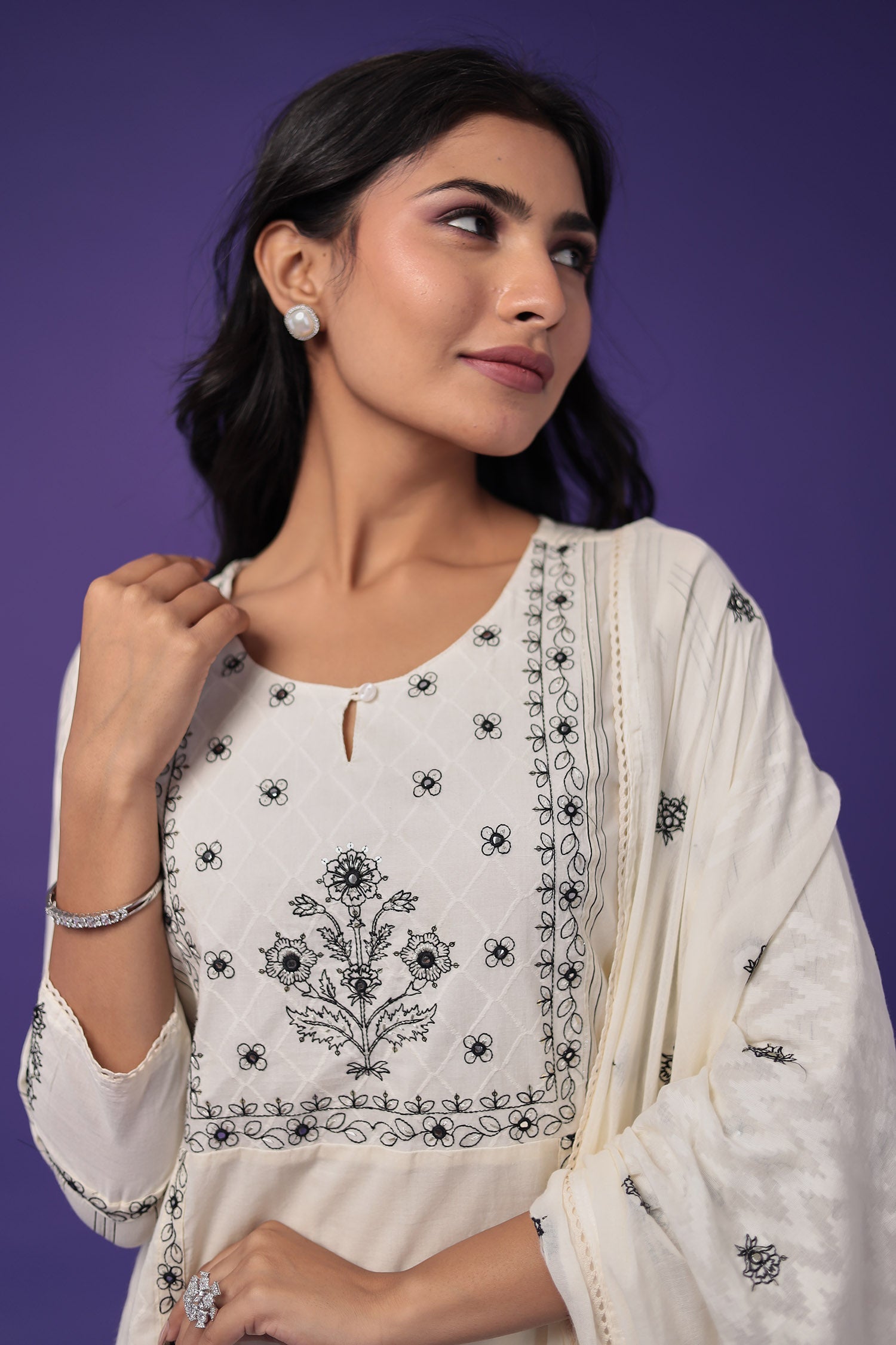 Pure Cotton Kurta Set Stitched with Thread work