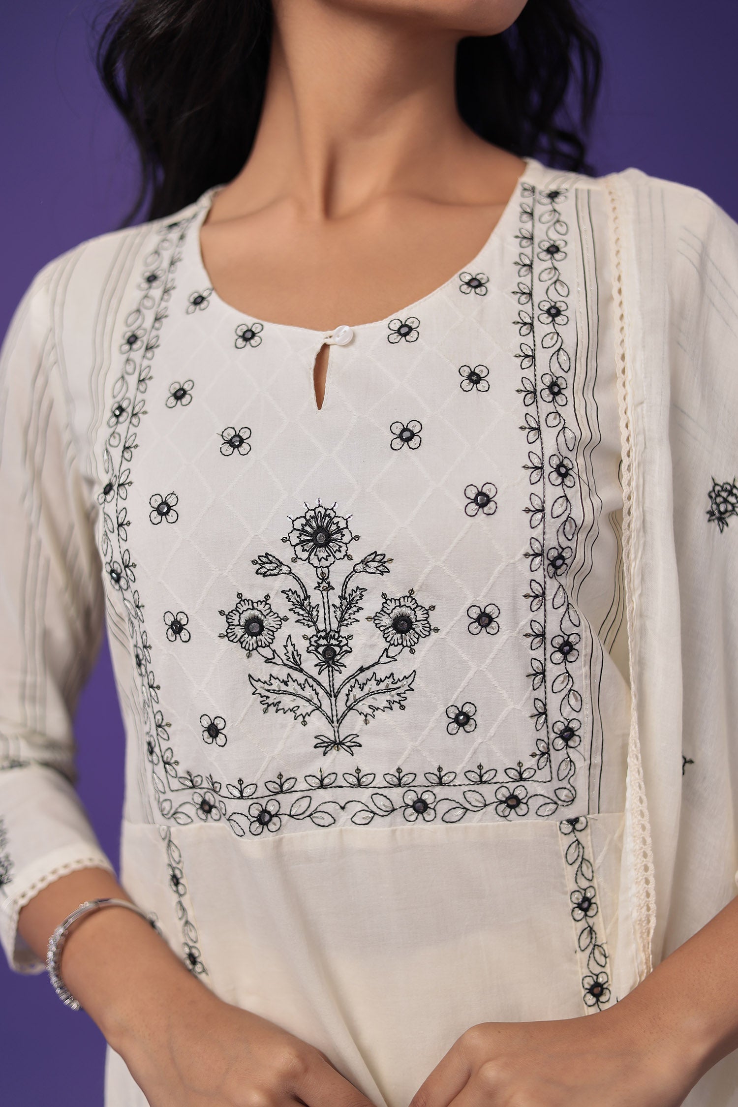 Pure Cotton Kurta Set Stitched with Thread work