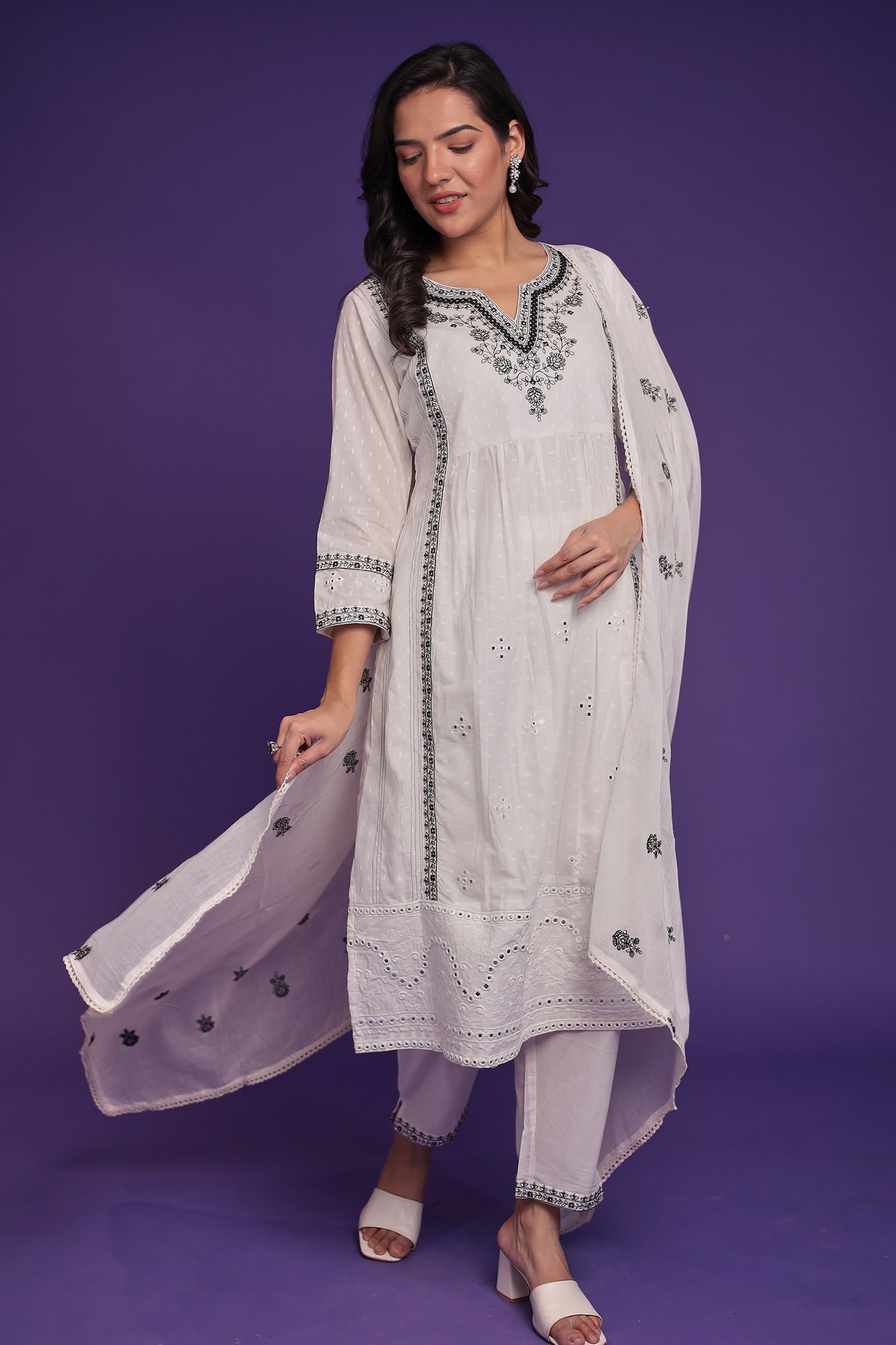 Pure Cotton Kurta Set Stitched with Thread work