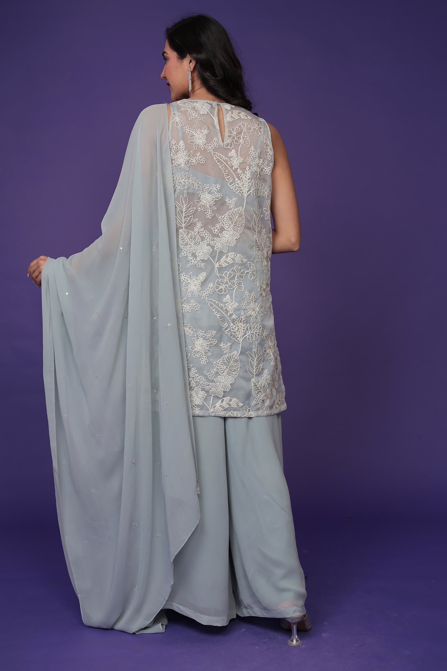 Georgette Indowestern Embellished with Sequins and Thread work