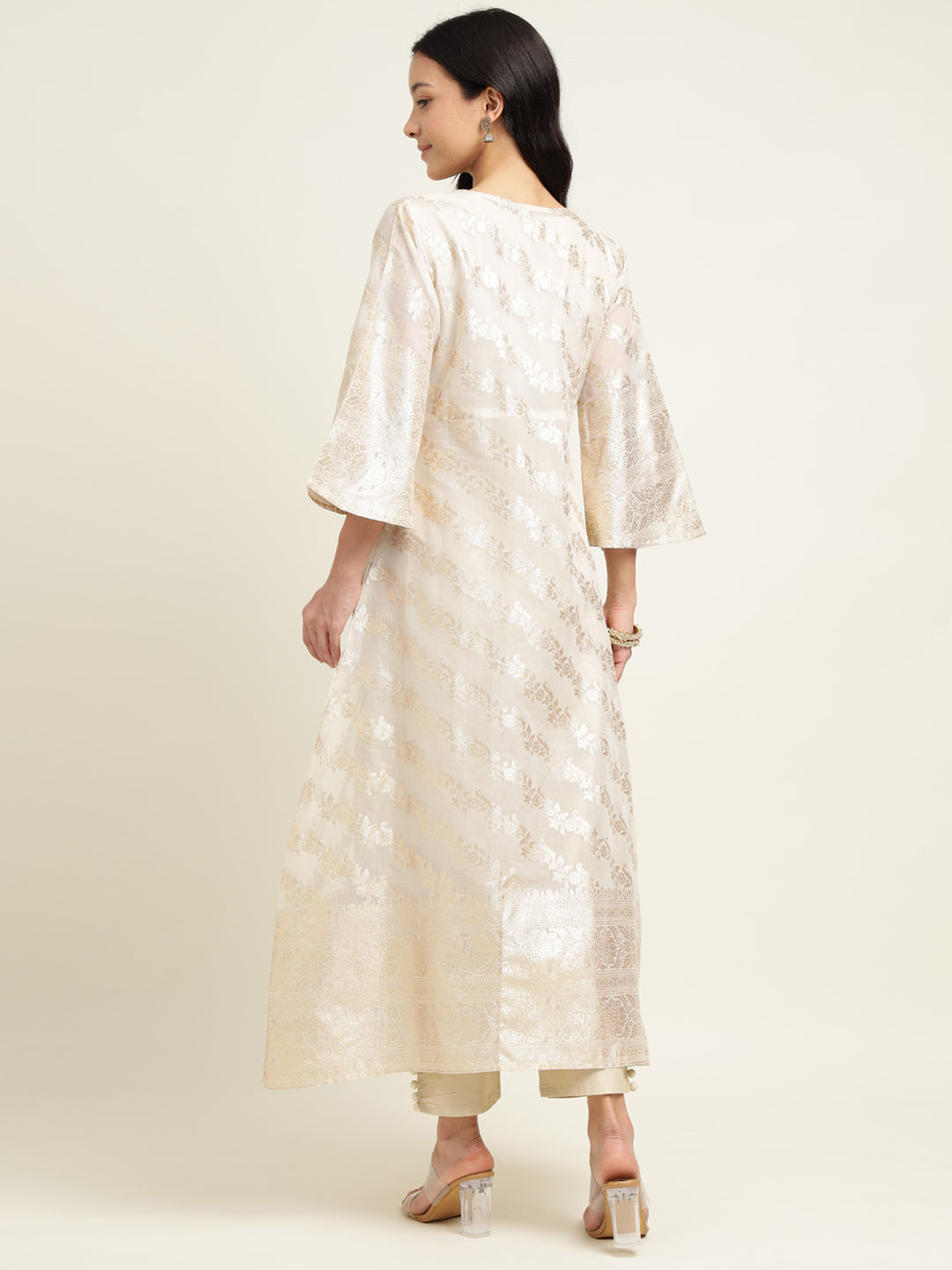 Jacket Style Banarasi Silk Kurta Set Stitched