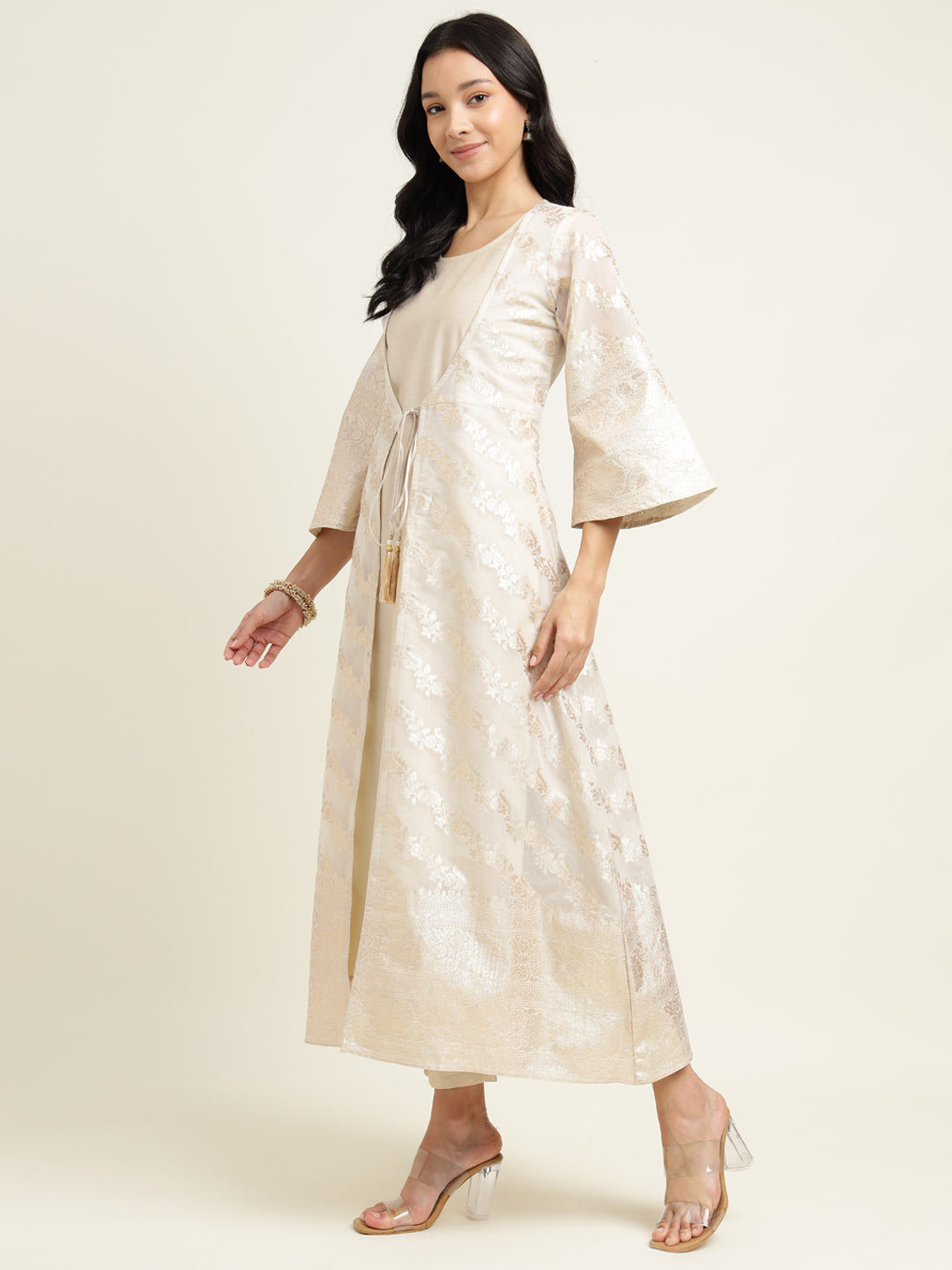 Jacket Style Banarasi Silk Kurta Set Stitched