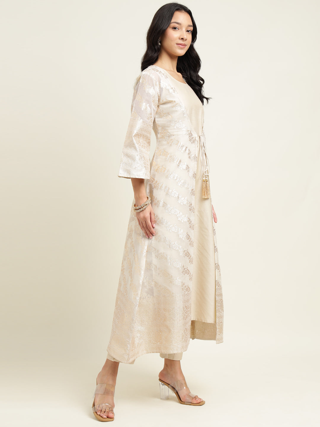 Jacket Style Banarasi Silk Kurta Set Stitched