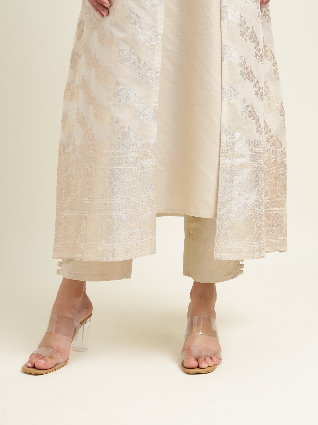 Jacket Style Banarasi Silk Kurta Set Stitched