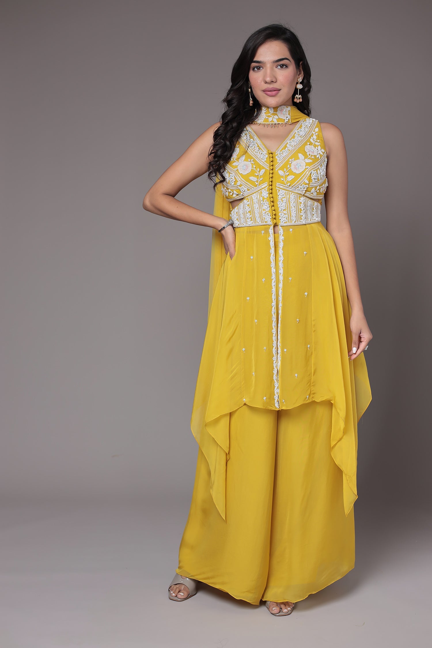 Georgette Indowestern Suit with Pearl and Embellished work