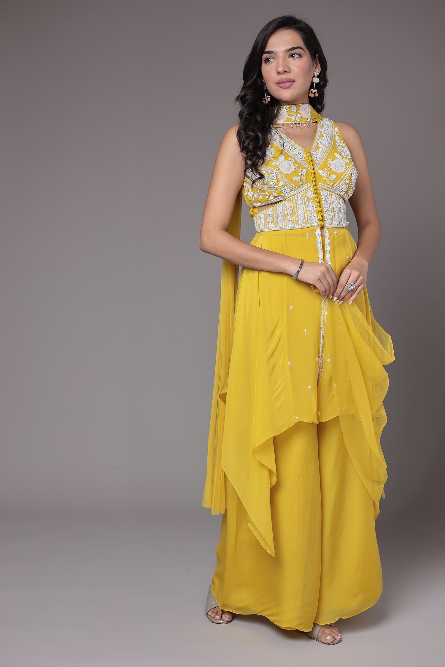 Georgette Indowestern Suit with Pearl and Embellished work