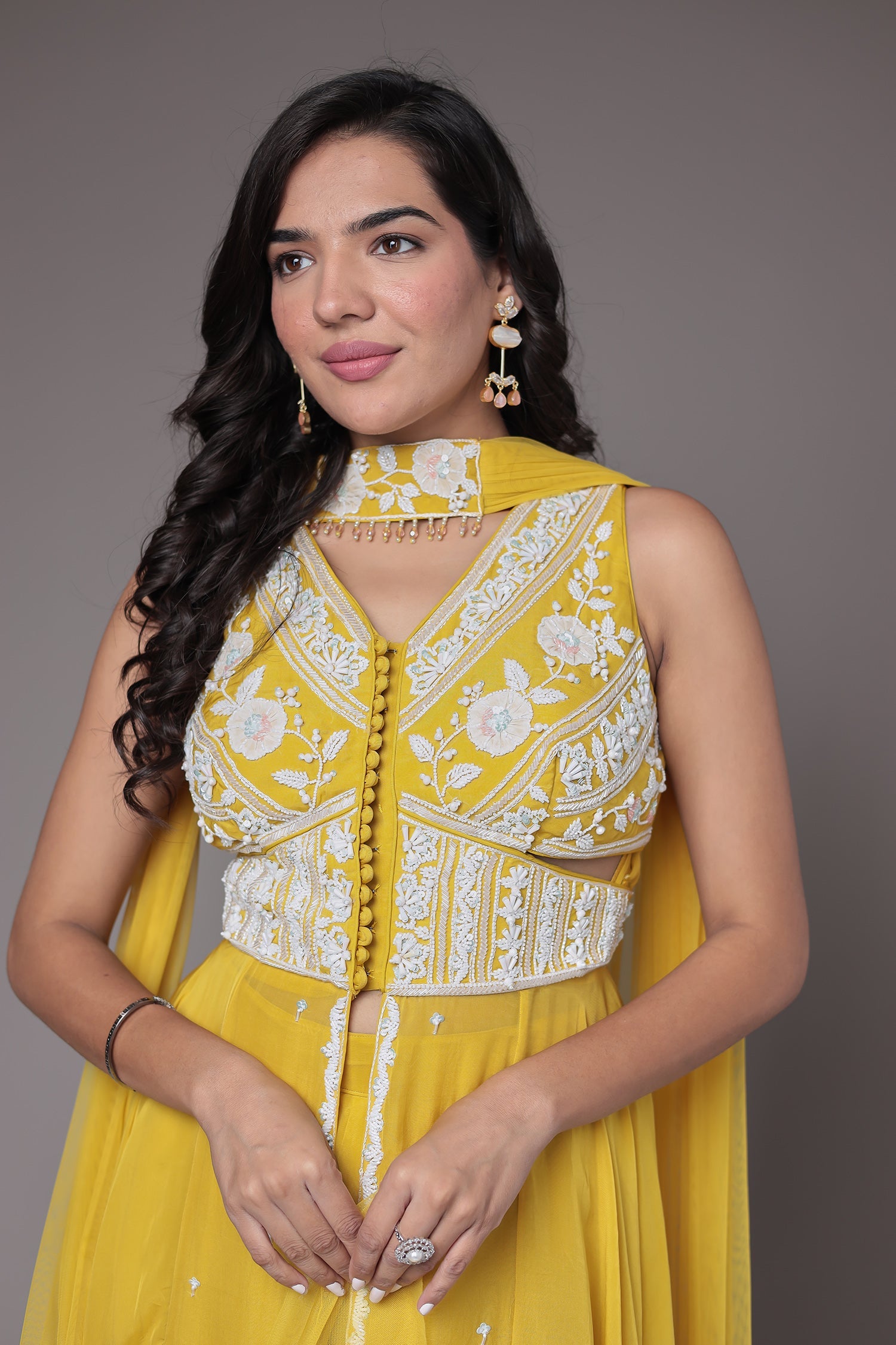 Georgette Indowestern Suit with Pearl and Embellished work