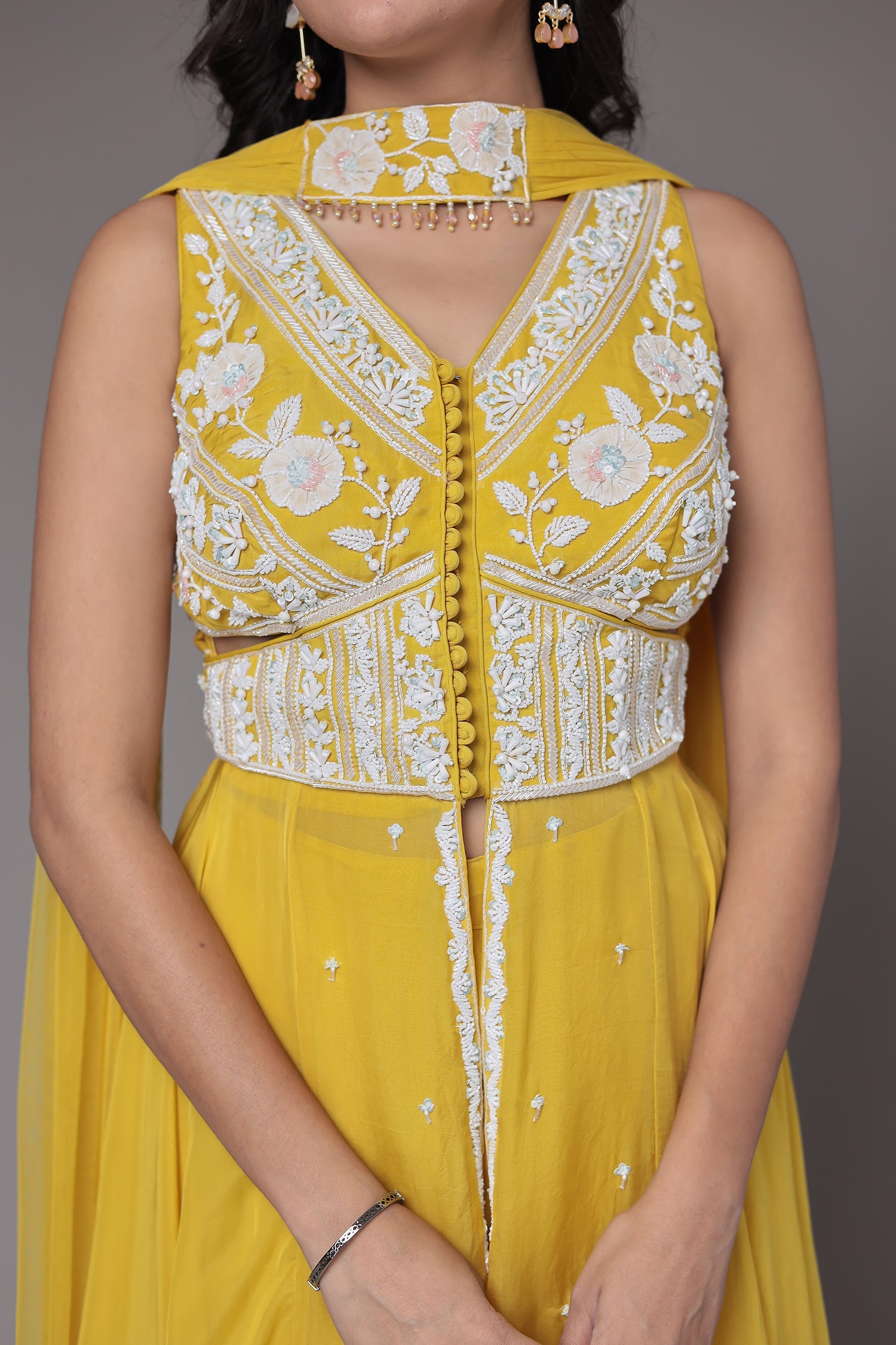 Georgette Indowestern Suit with Pearl and Embellished work