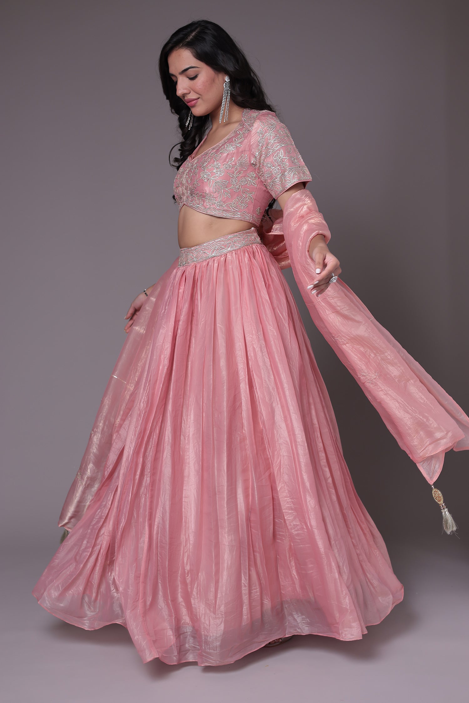 Tissue Indowestern with Gota work.