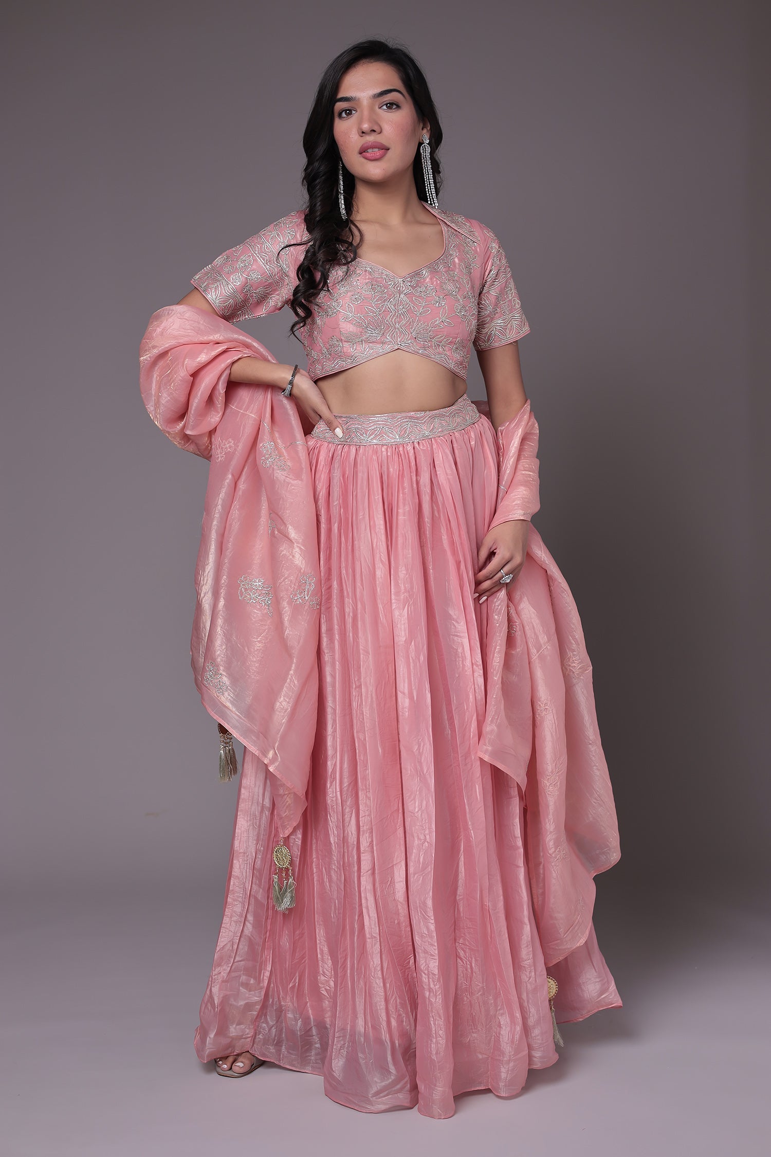 Tissue Indowestern with Gota work.