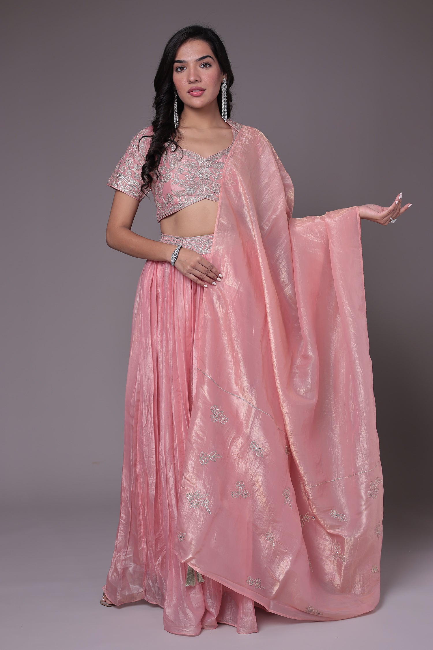 Tissue Indowestern with Gota work.