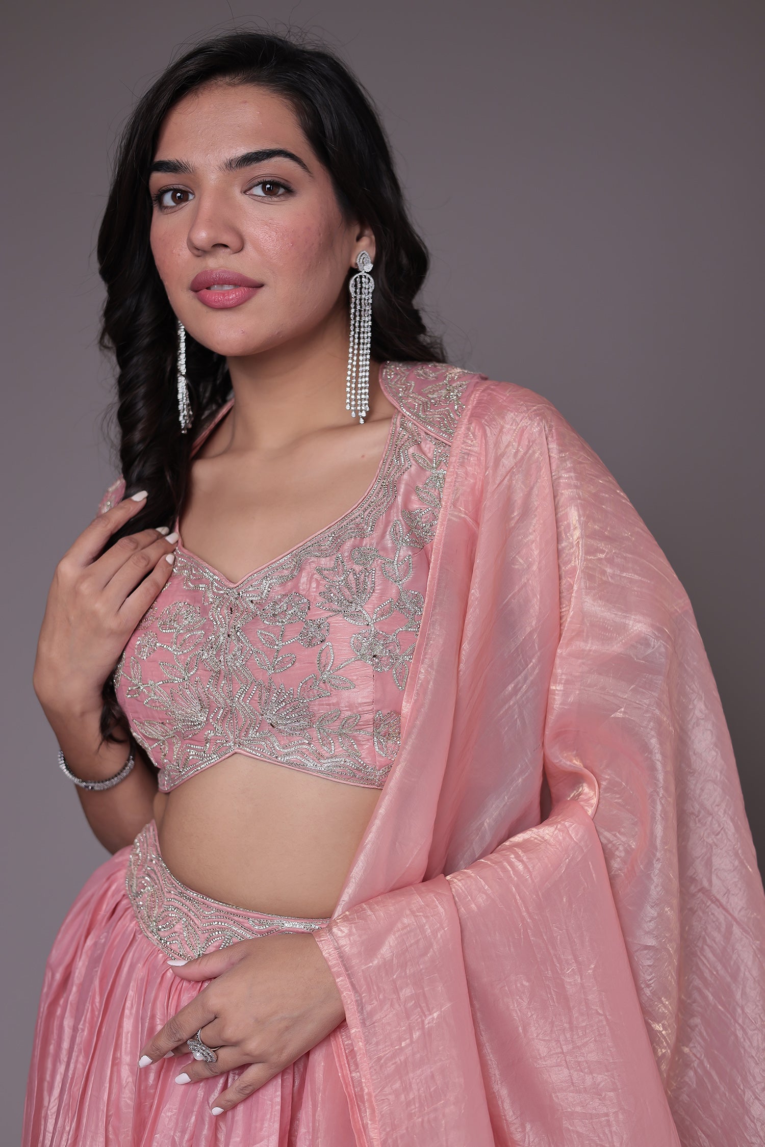 Tissue Indowestern with Gota work.