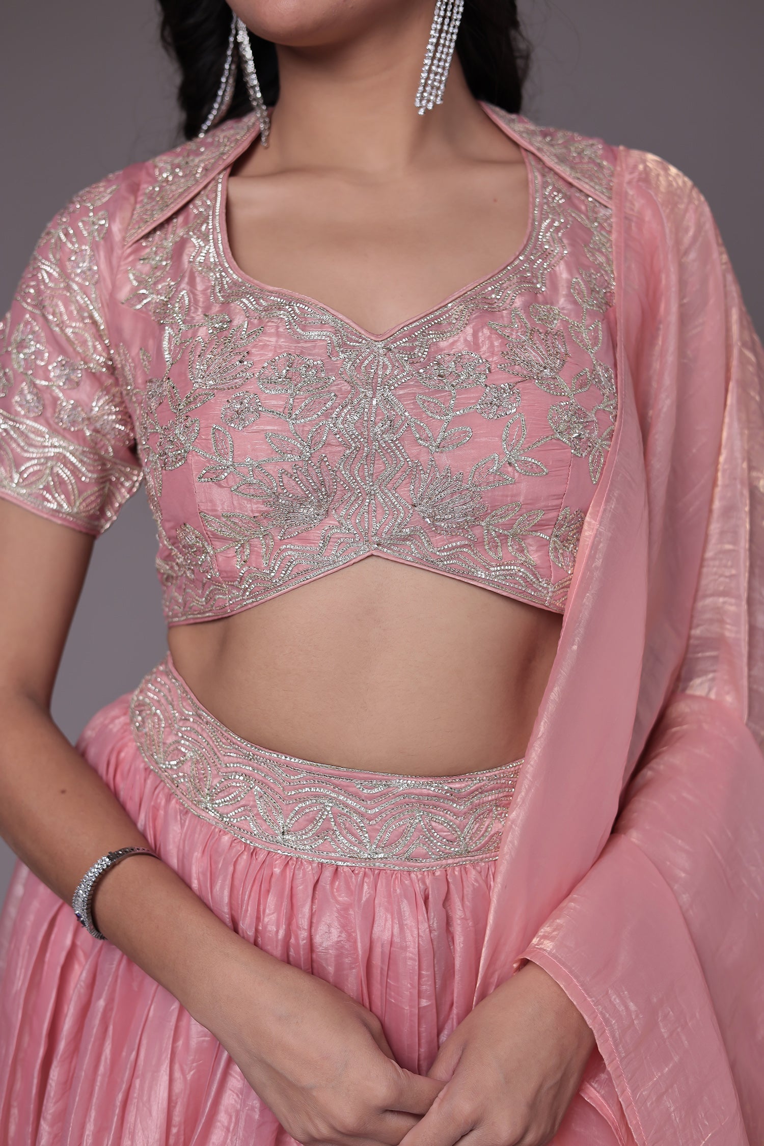 Tissue Indowestern with Gota work.