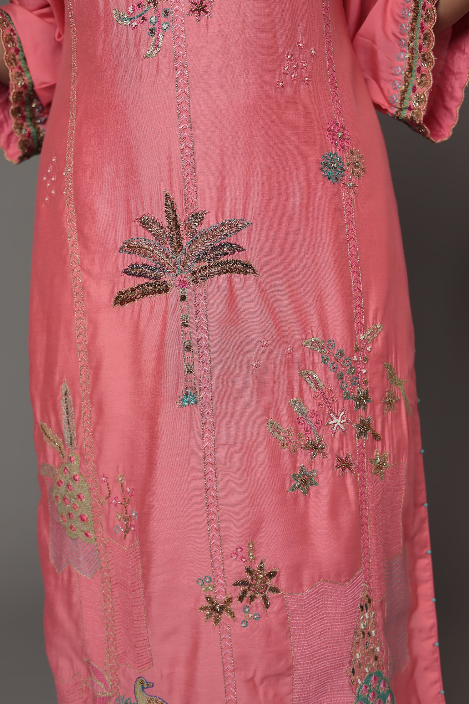 Embroidered Silk Suit with Sequins work