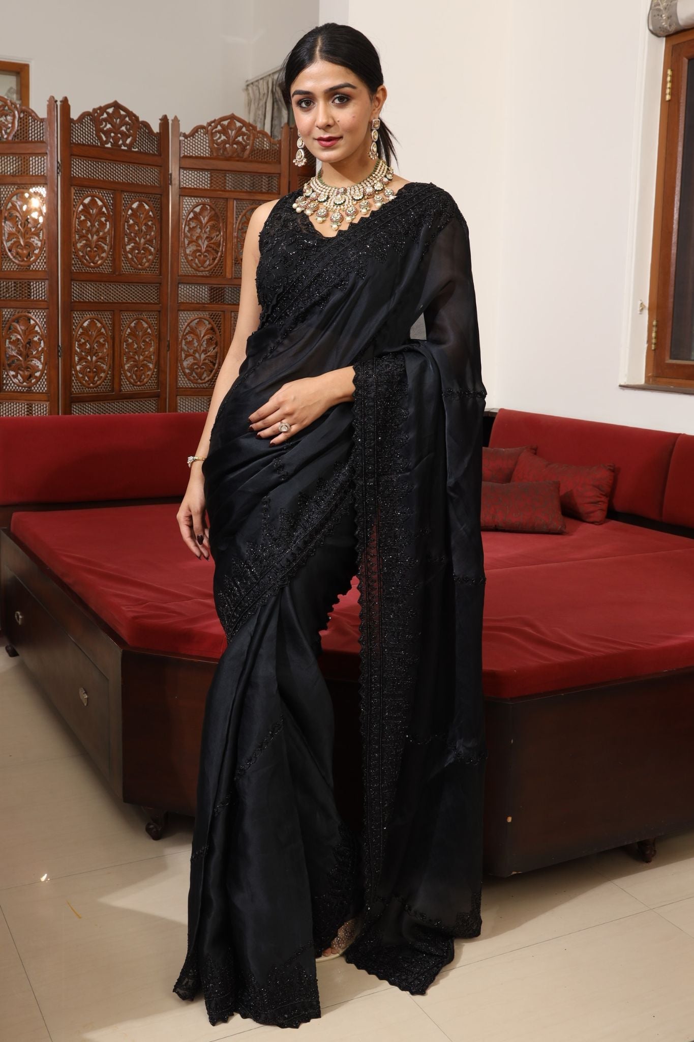 Embellished Orgnaza Saree