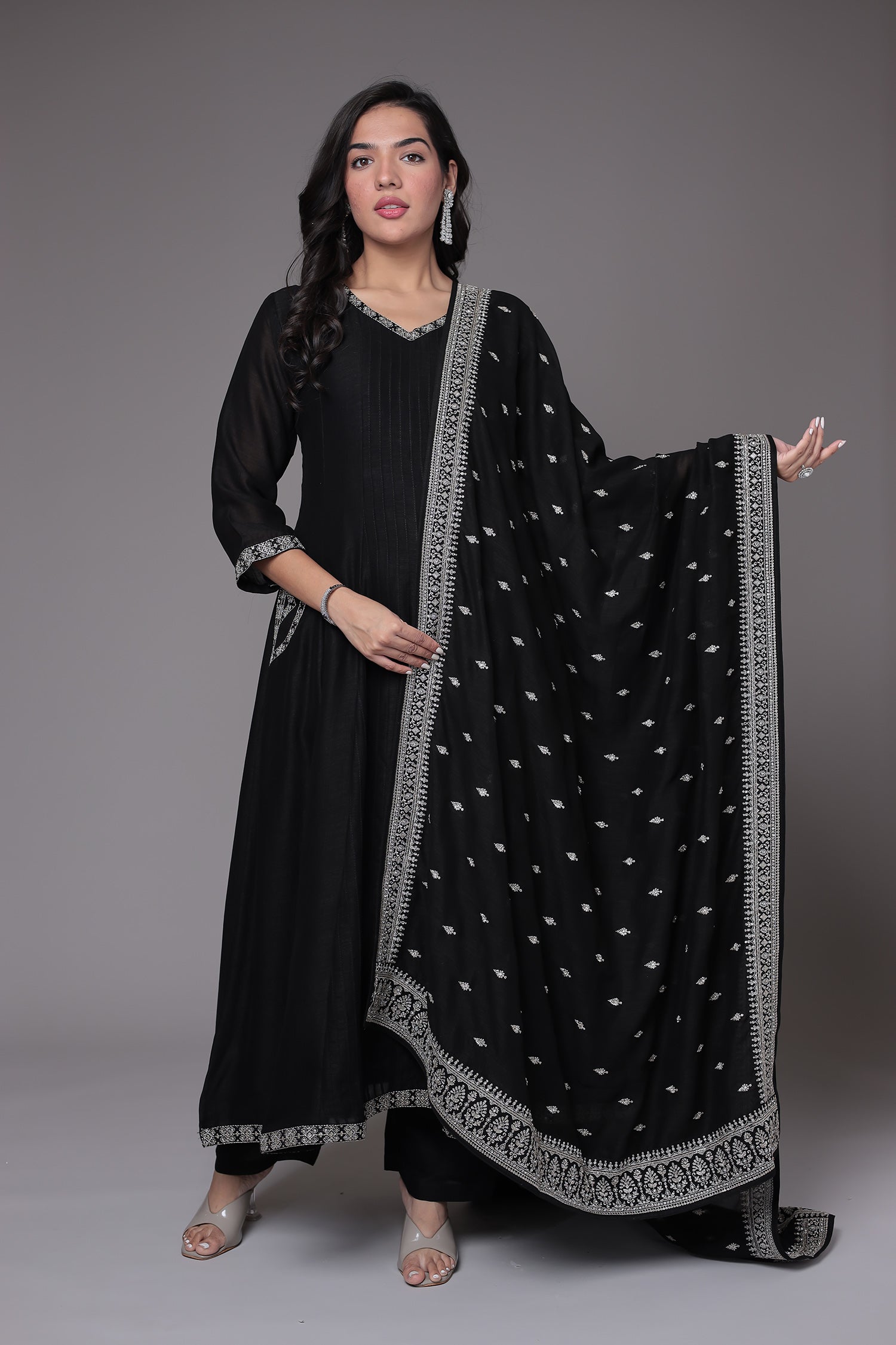 Silk Anarkali Suit with Embroidered work