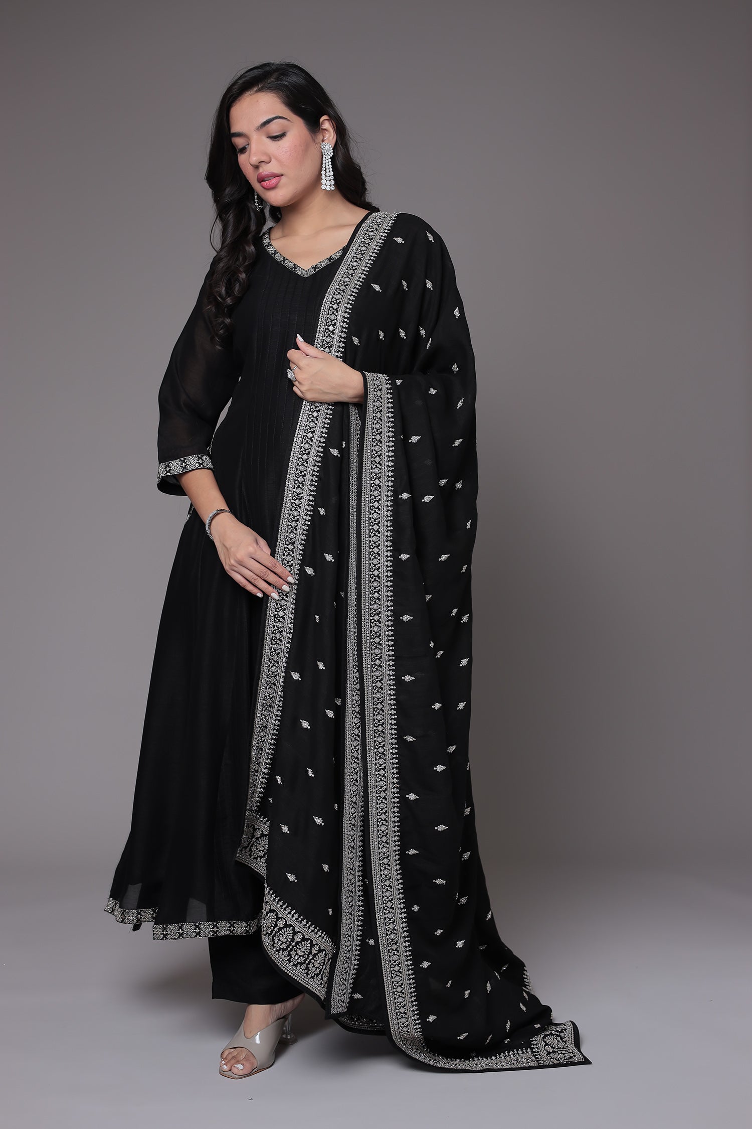 Silk Anarkali Suit with Embroidered work