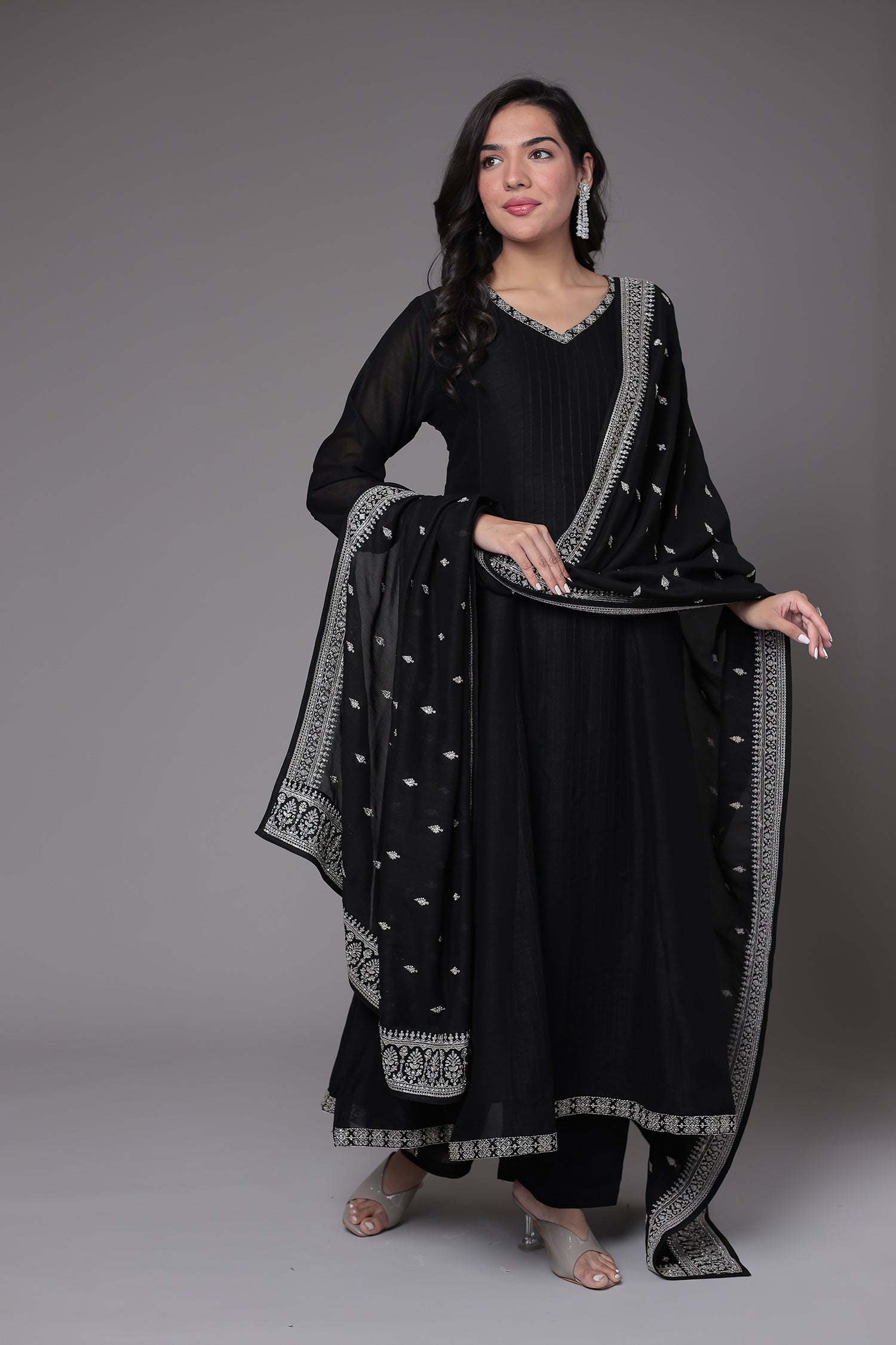 Silk Anarkali Suit with Embroidered work