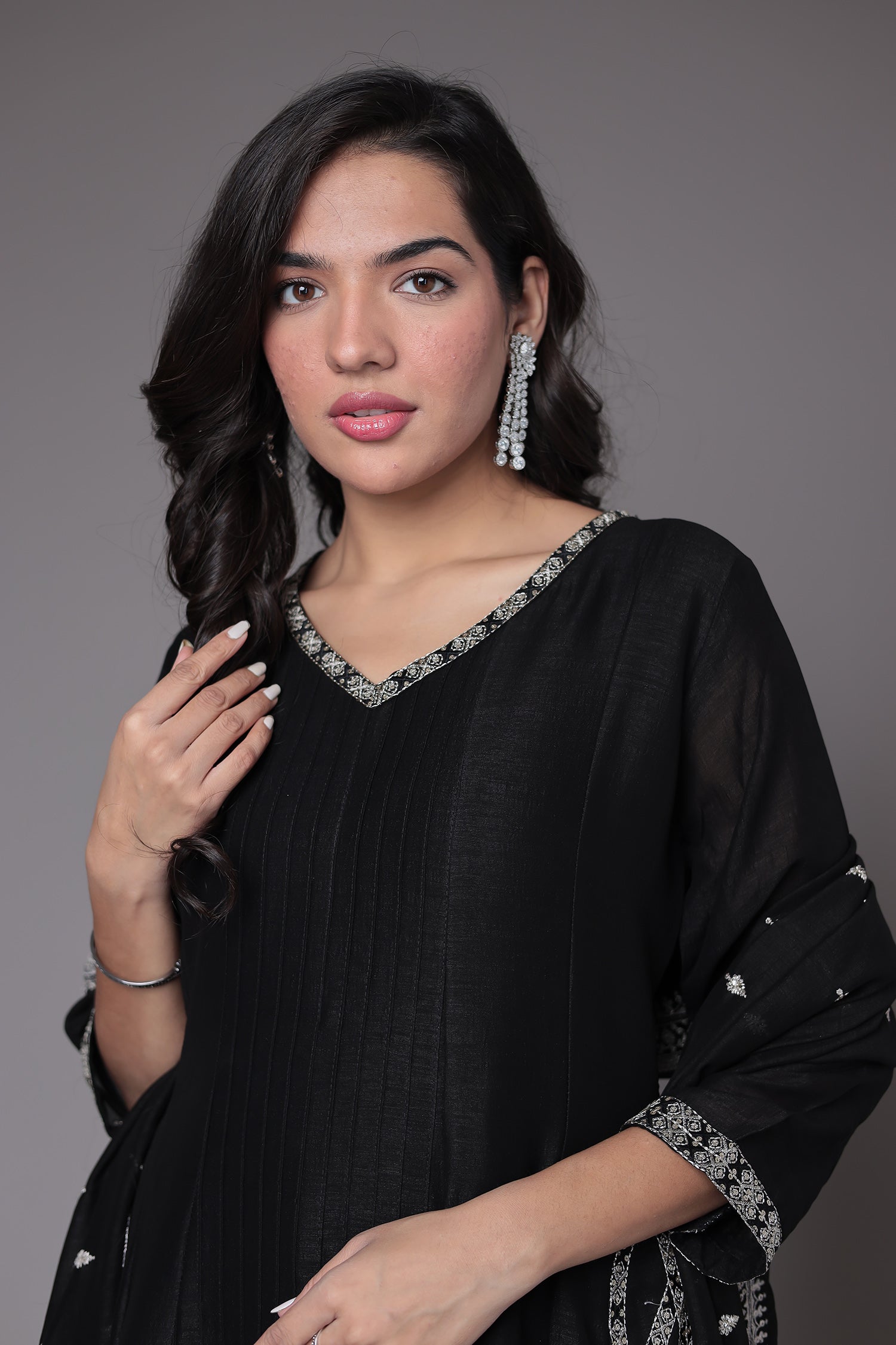 Silk Anarkali Suit with Embroidered work