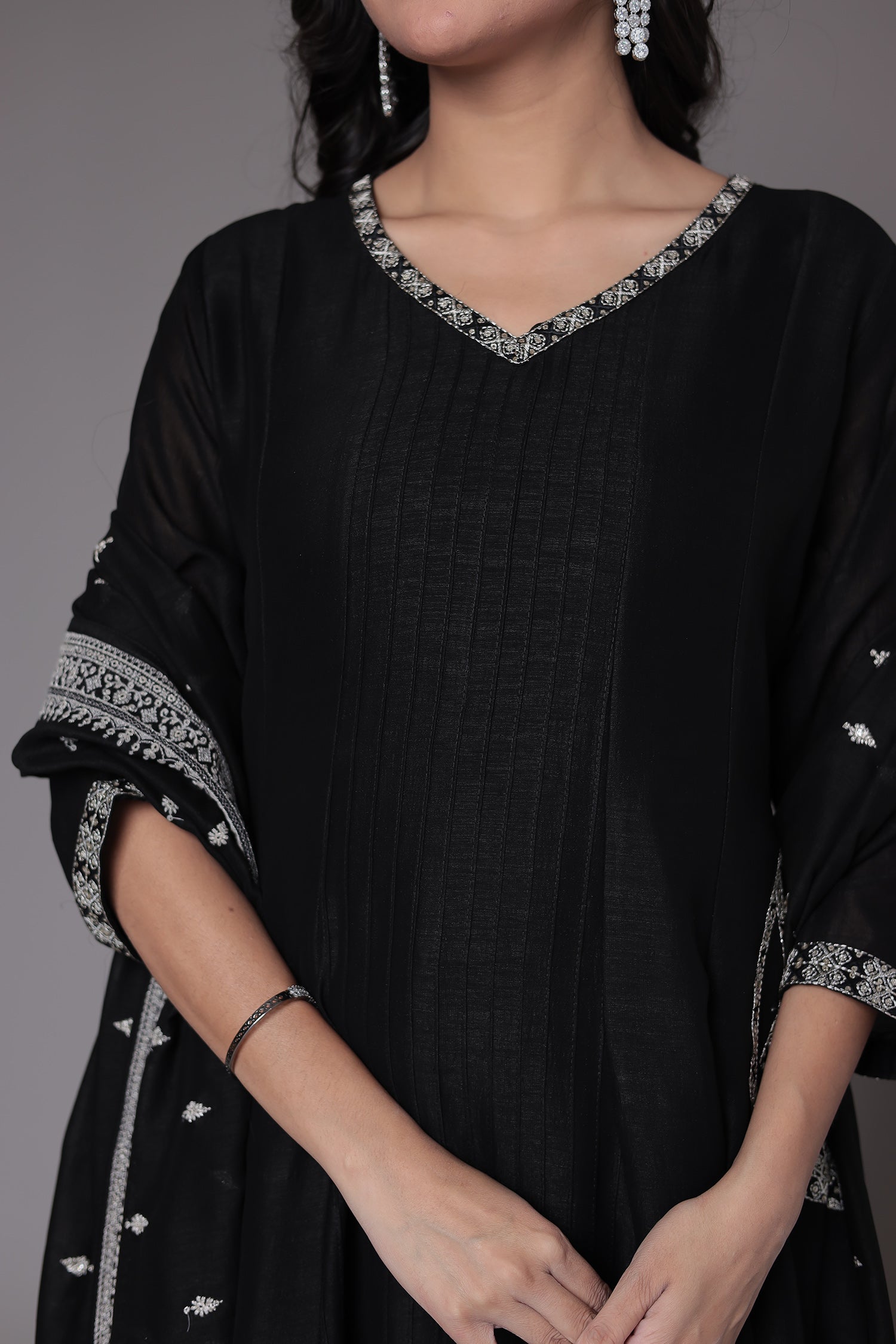 Silk Anarkali Suit with Embroidered work