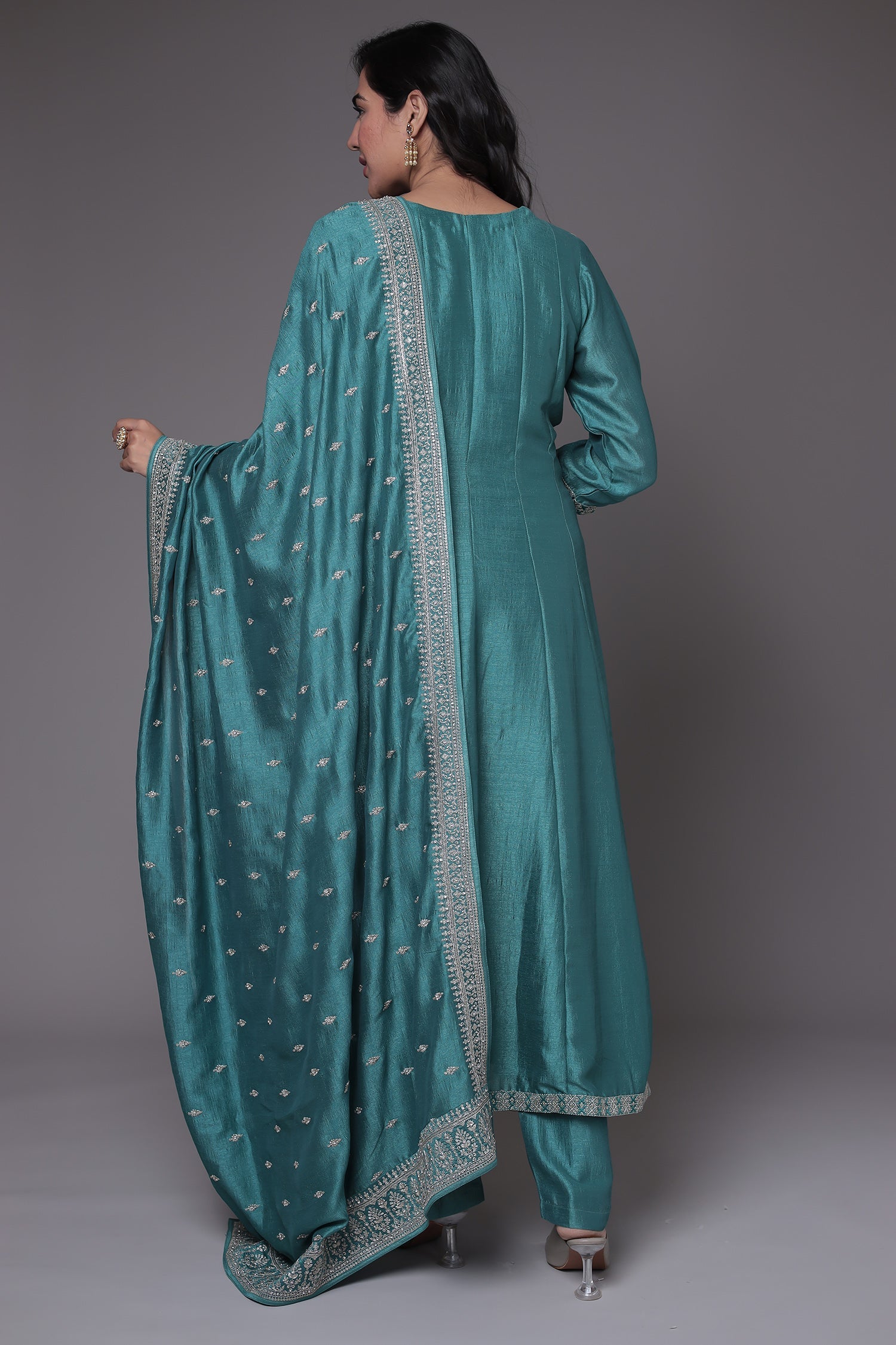 Silk Anarkali Suit with Embroidered work