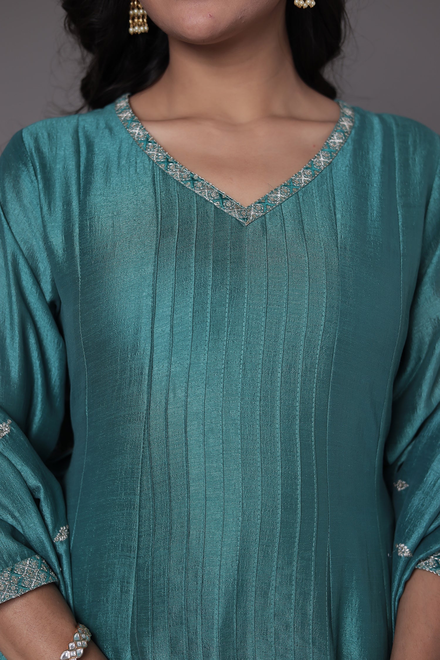 Silk Anarkali Suit with Embroidered work