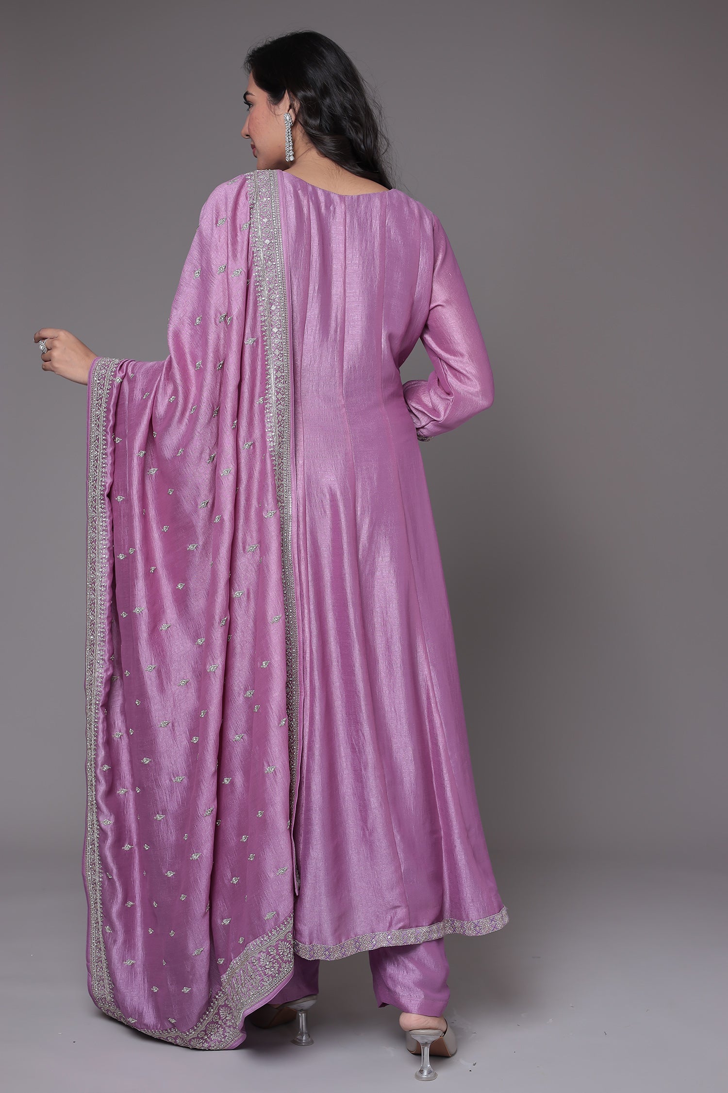 Silk Anarkali Suit with Embroidered work