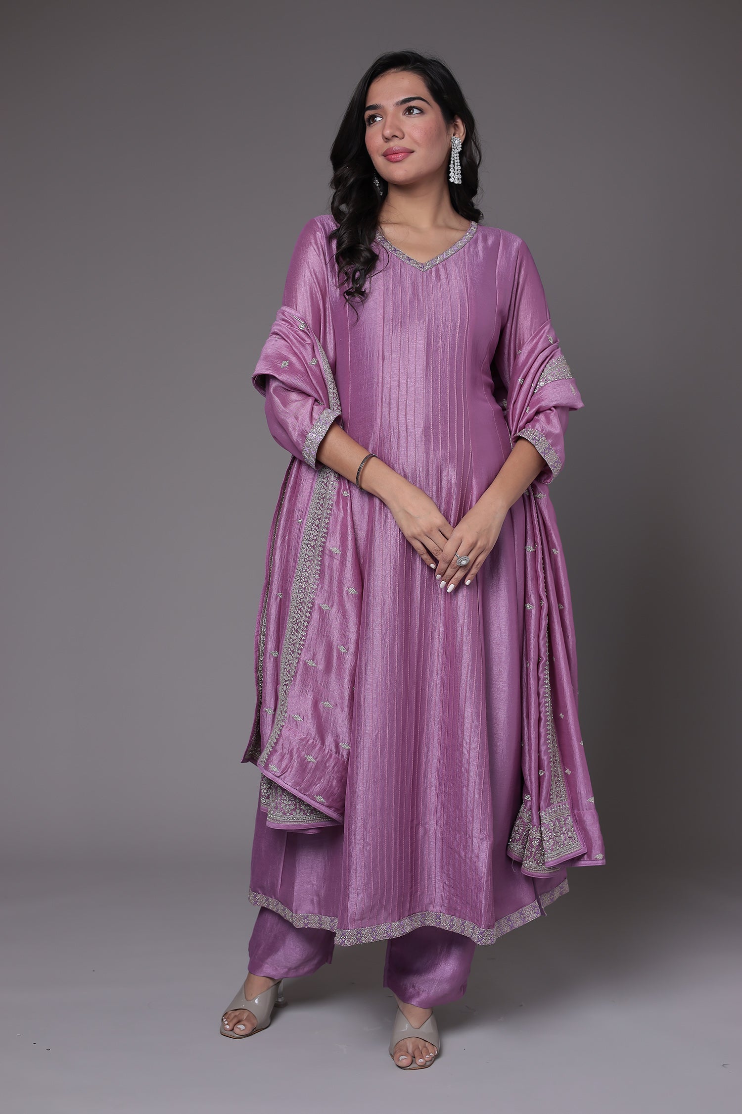 Silk Anarkali Suit with Embroidered work