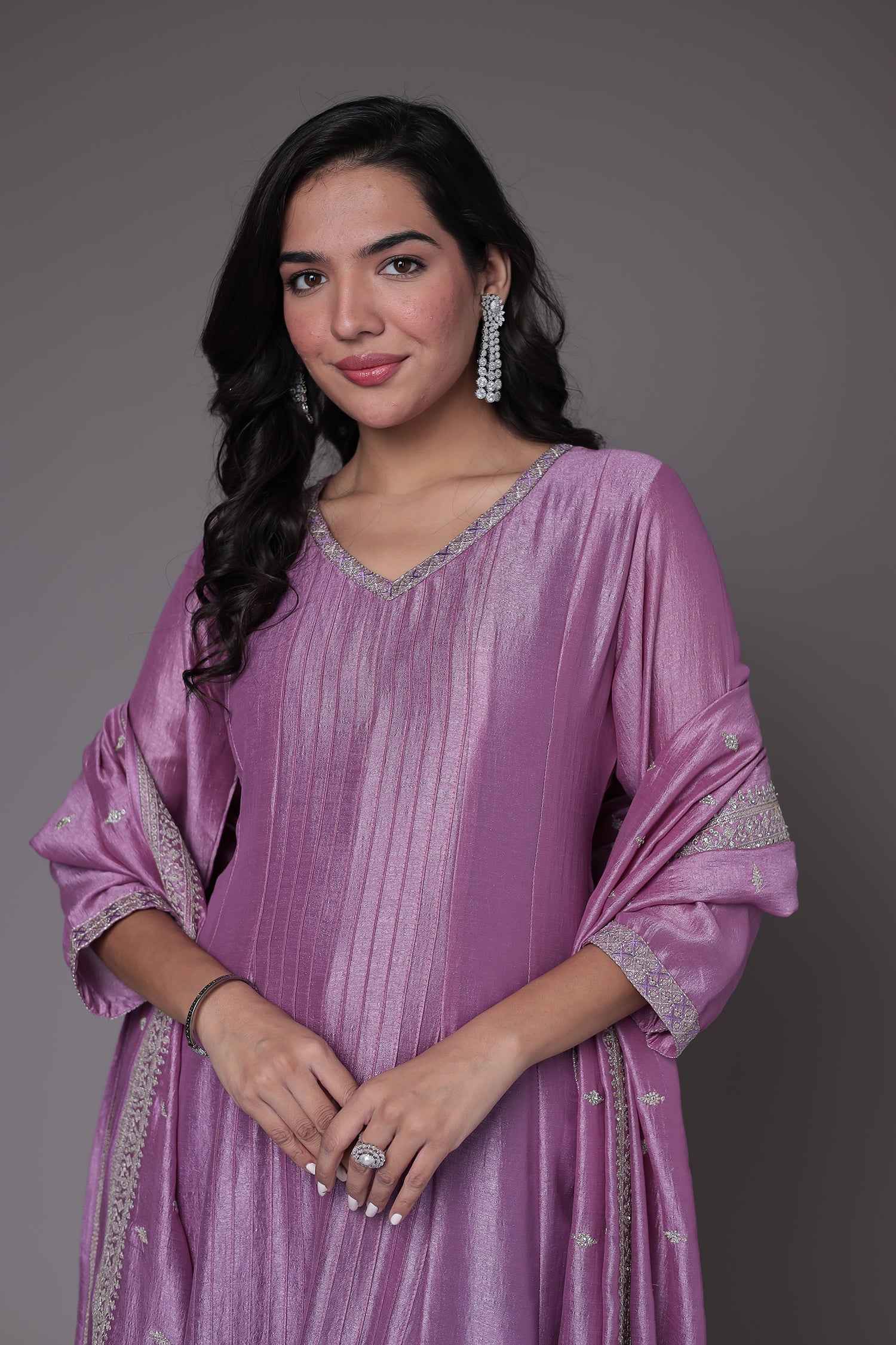 Silk Anarkali Suit with Embroidered work