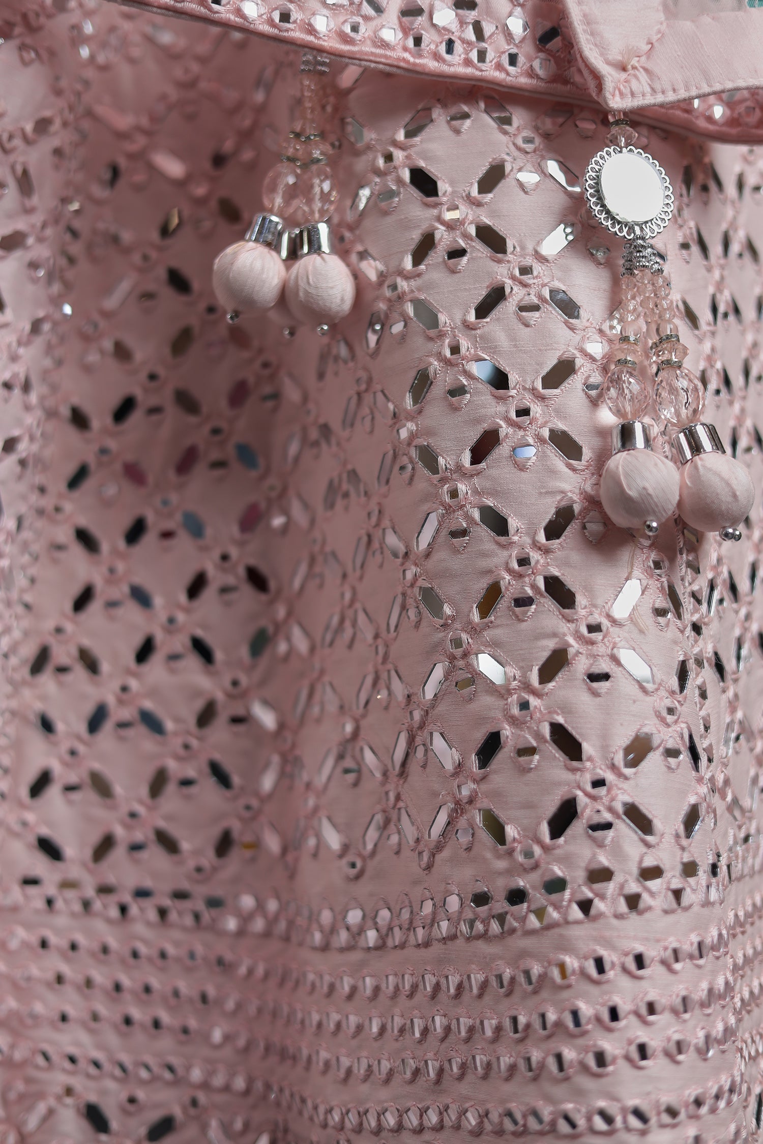 Silk Lehenga Embellished with Mirror work