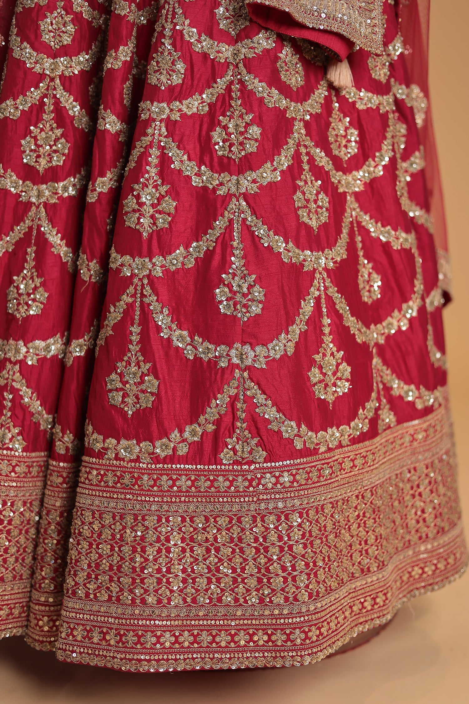 Silk Lehenga with Sequins and Embroidered work