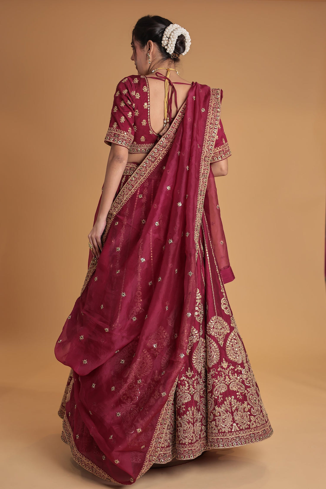 Embroidered Silk Lehenga with Intricate Detailing
