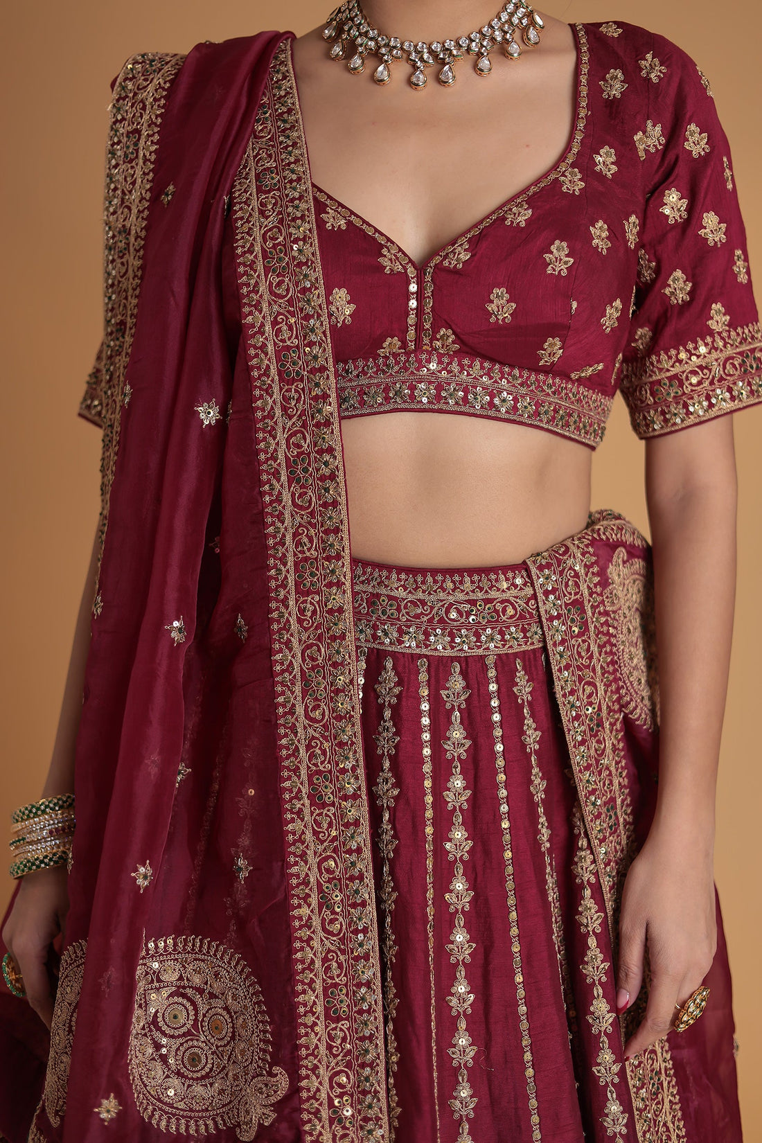 Embroidered Silk Lehenga with Intricate Detailing