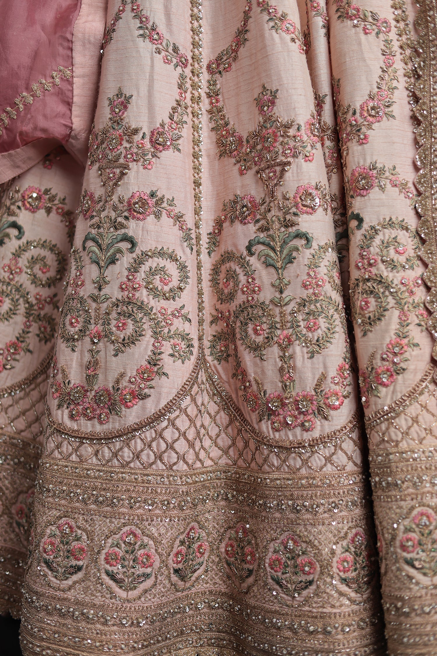 Silk Lehenga Adorned with Zardozi and Embroidered work
