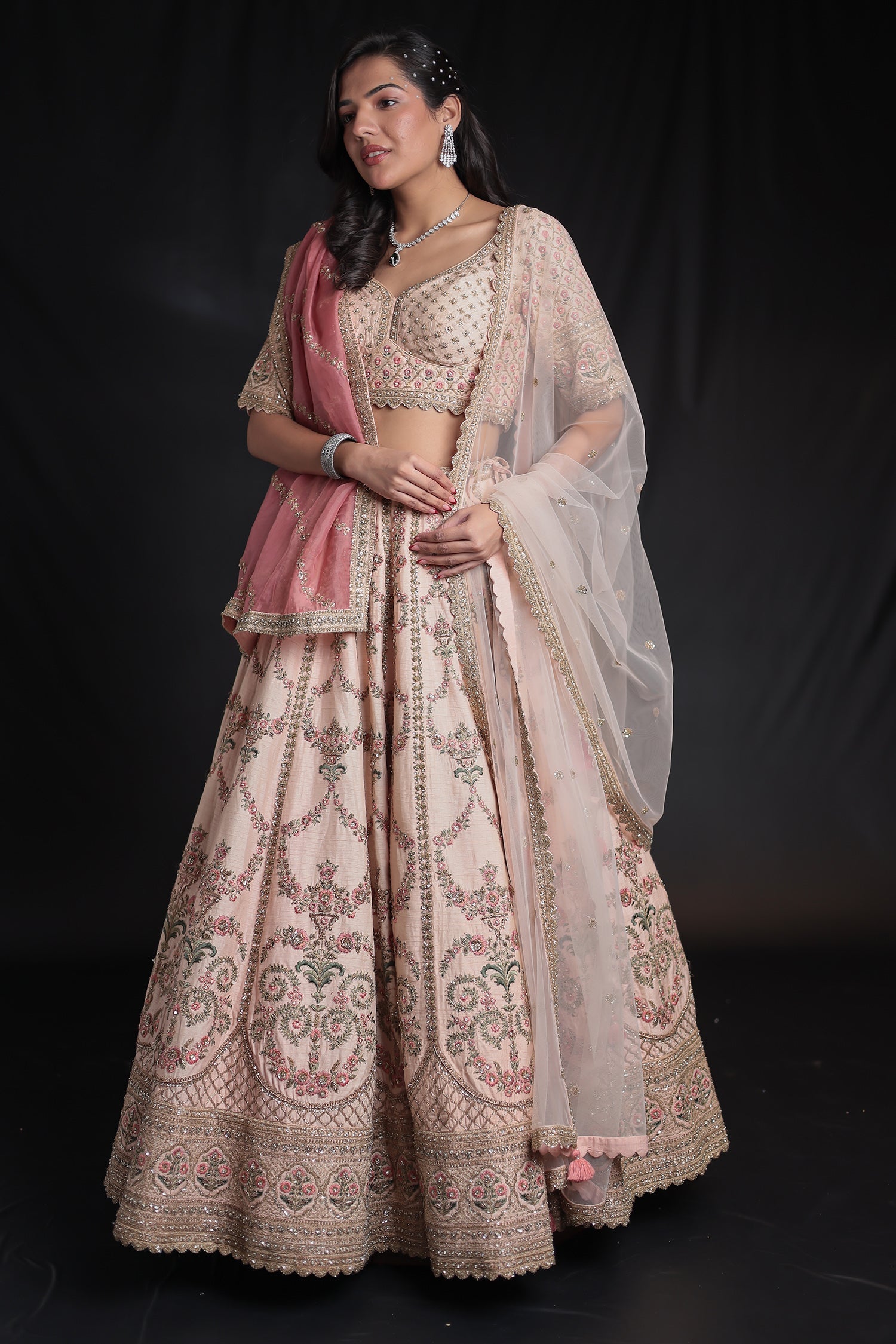 Silk Lehenga Adorned with Zardozi and Embroidered work