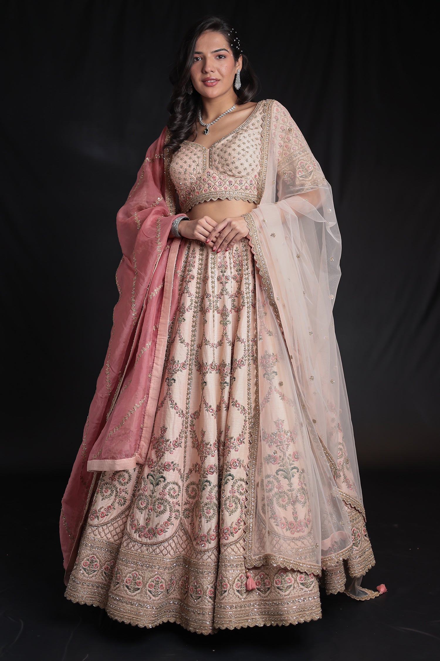 Silk Lehenga Adorned with Zardozi and Embroidered work